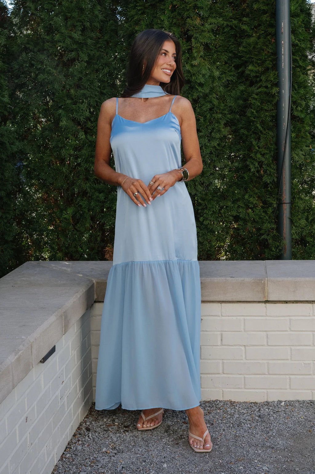 Frida Chiffon Maxi Dress-Blue