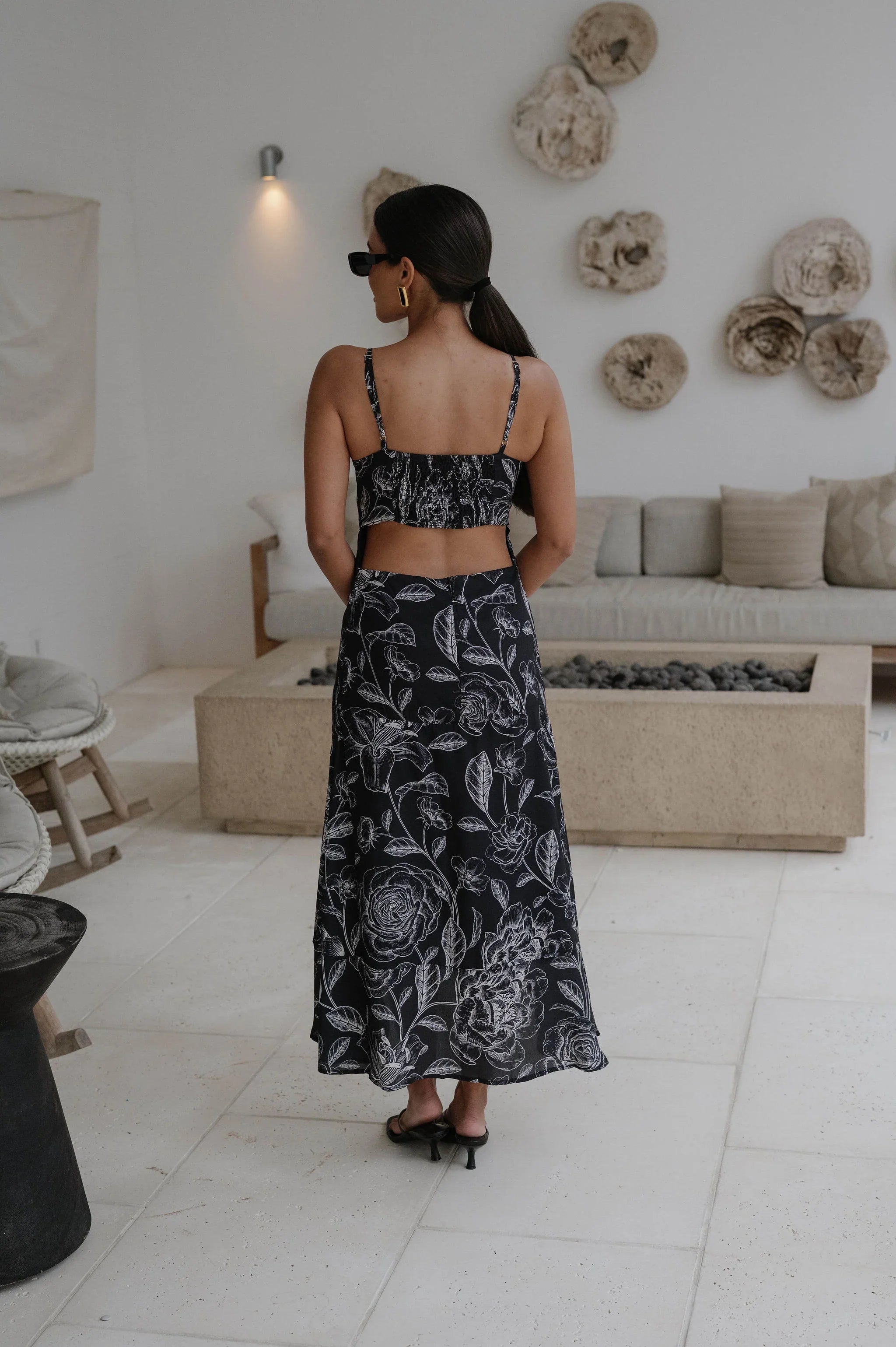 Zayne Midi Dress-Black