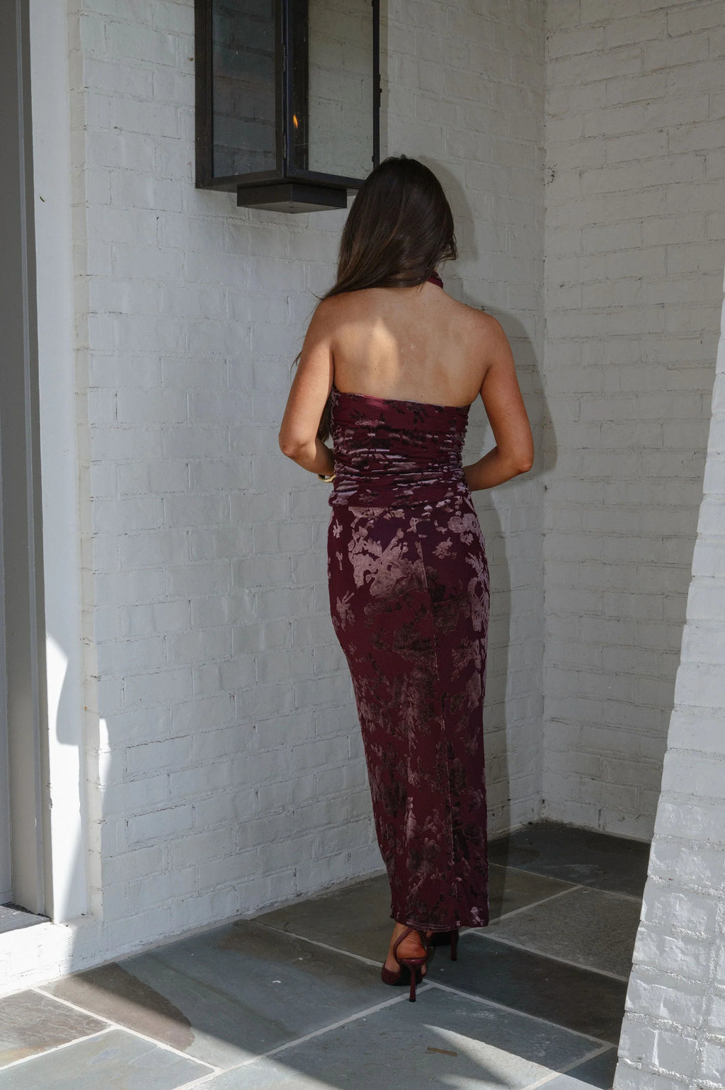 Niki Halter Neck Top-Burgundy