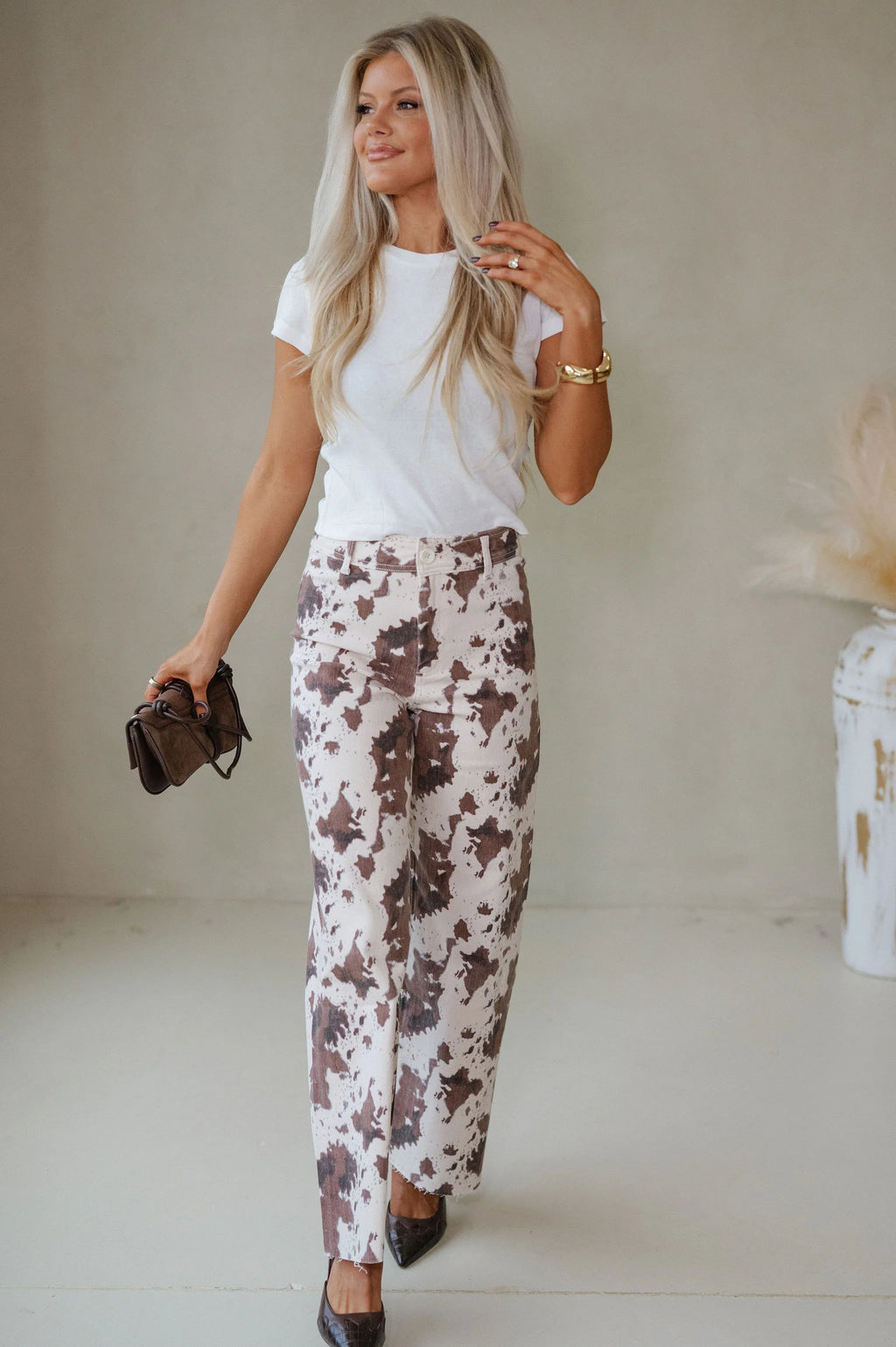 Francie Printed Pants-Brown Multi