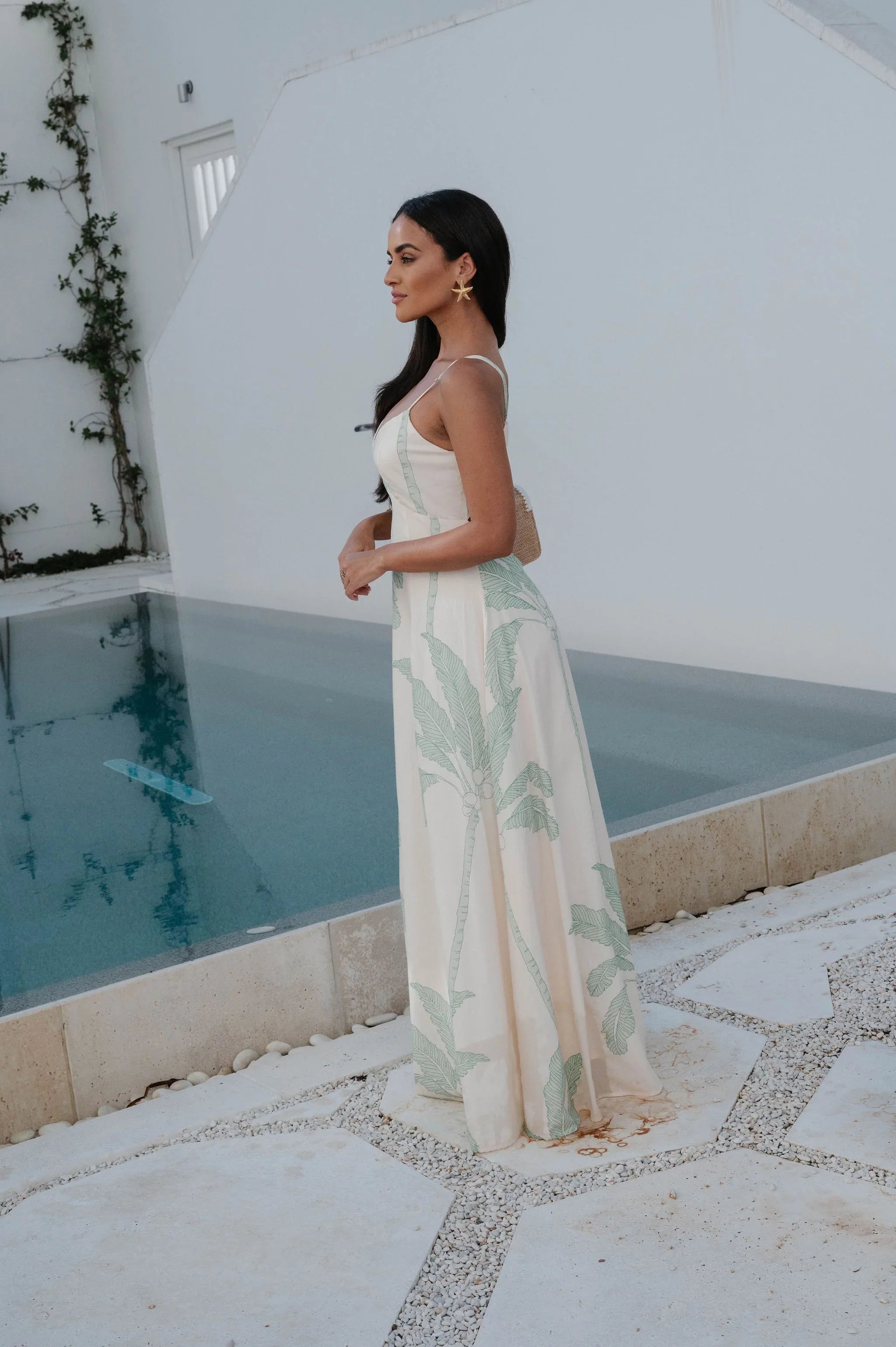 Palm Tree Maxi Dress-Green