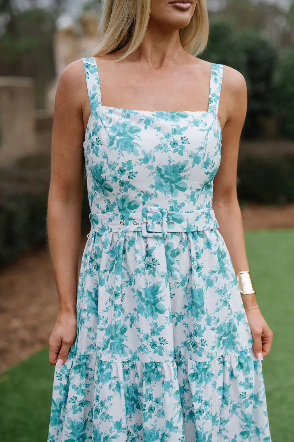 Mollie Tiered Maxi Dress-Off White/Jade