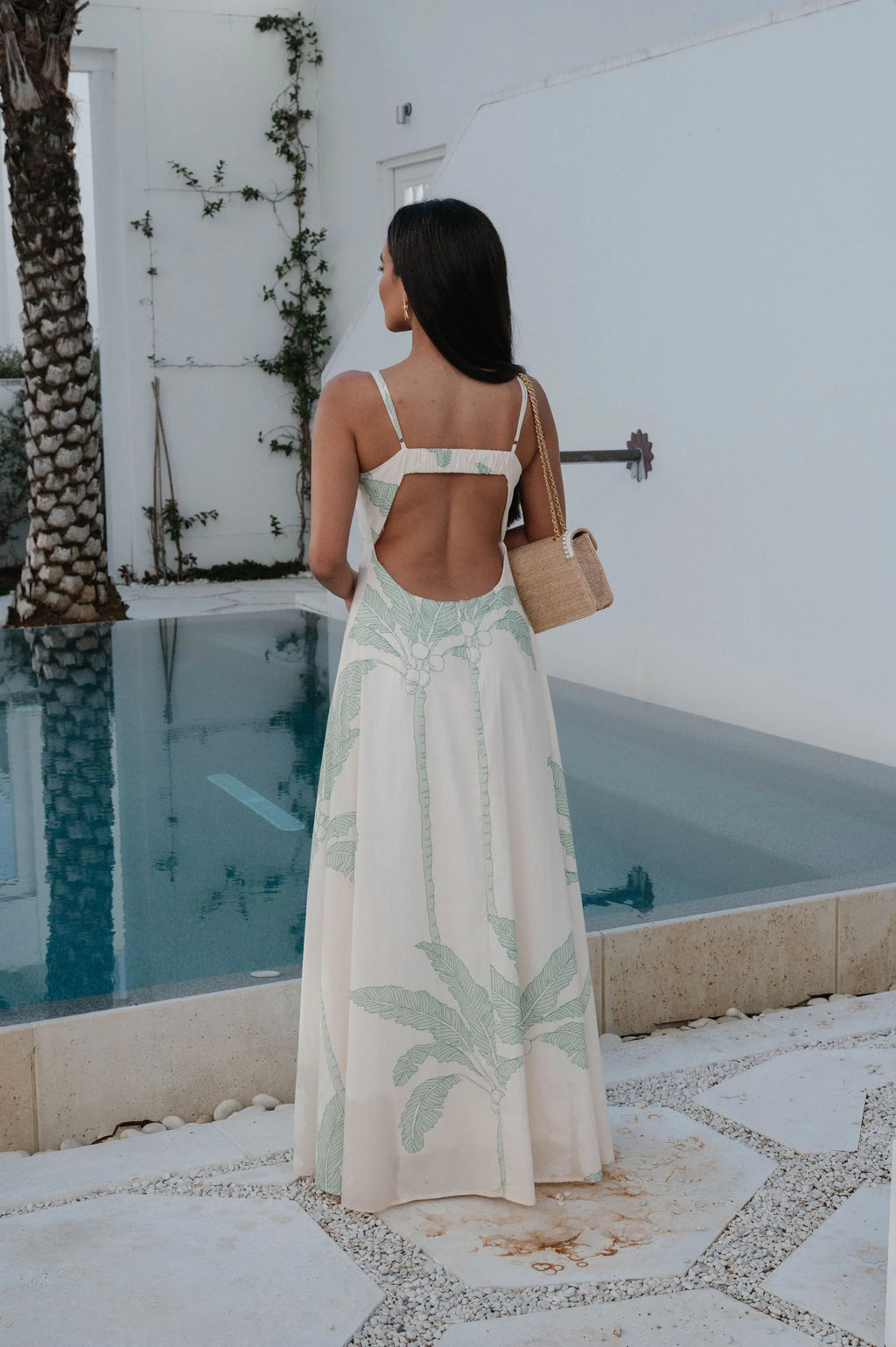 Palm Tree Maxi Dress-Green