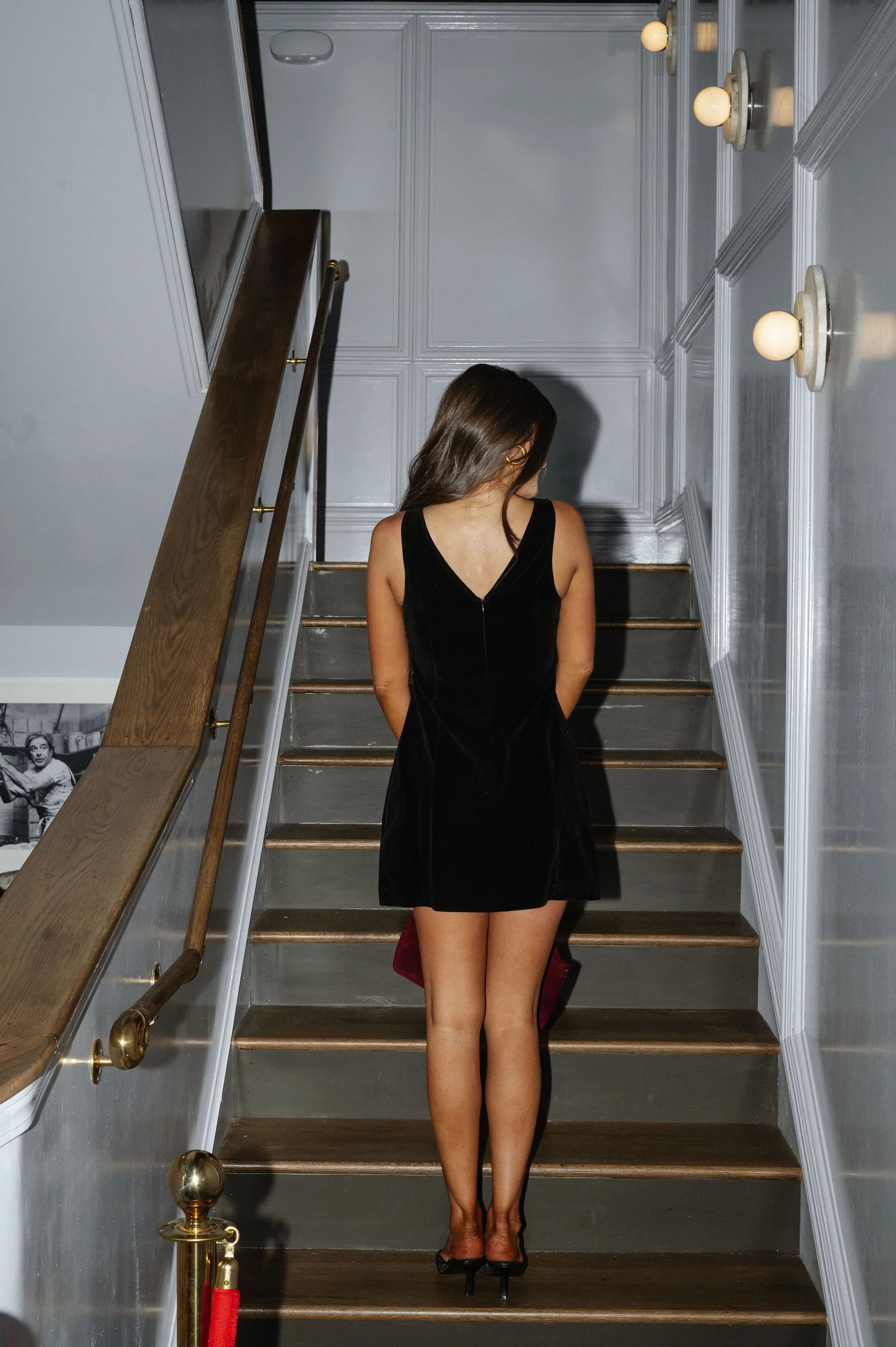 Karmen Velvet Mini Dress-Black