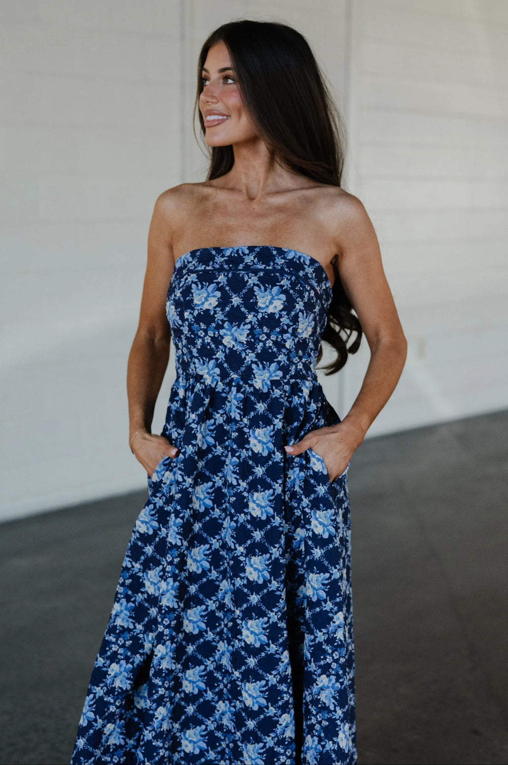 Mariana Floral Maxi Dress-Navy