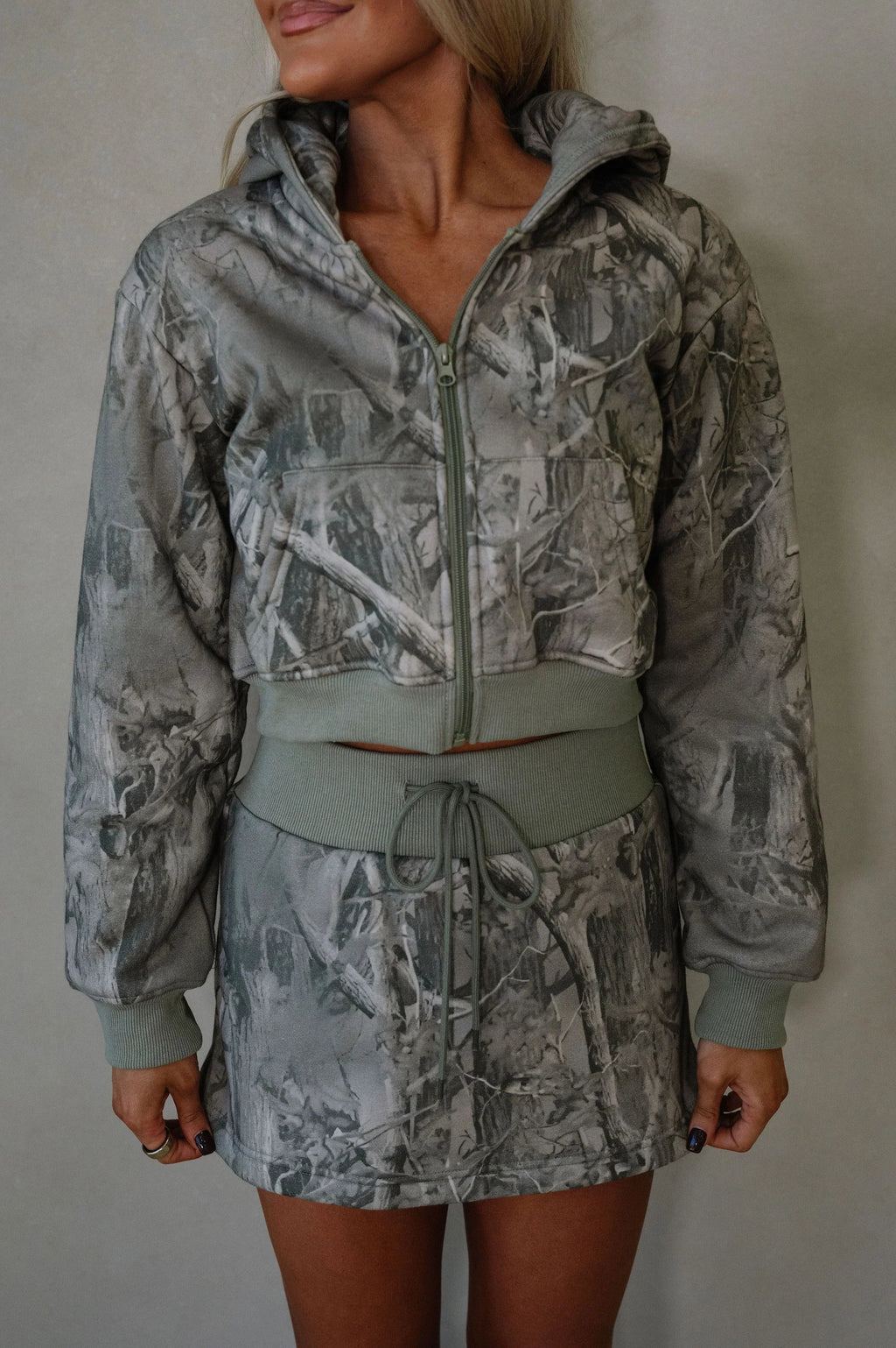 Willis Camo Skirt Set-Sage