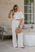 Duston Pleated Pants Set-Cream