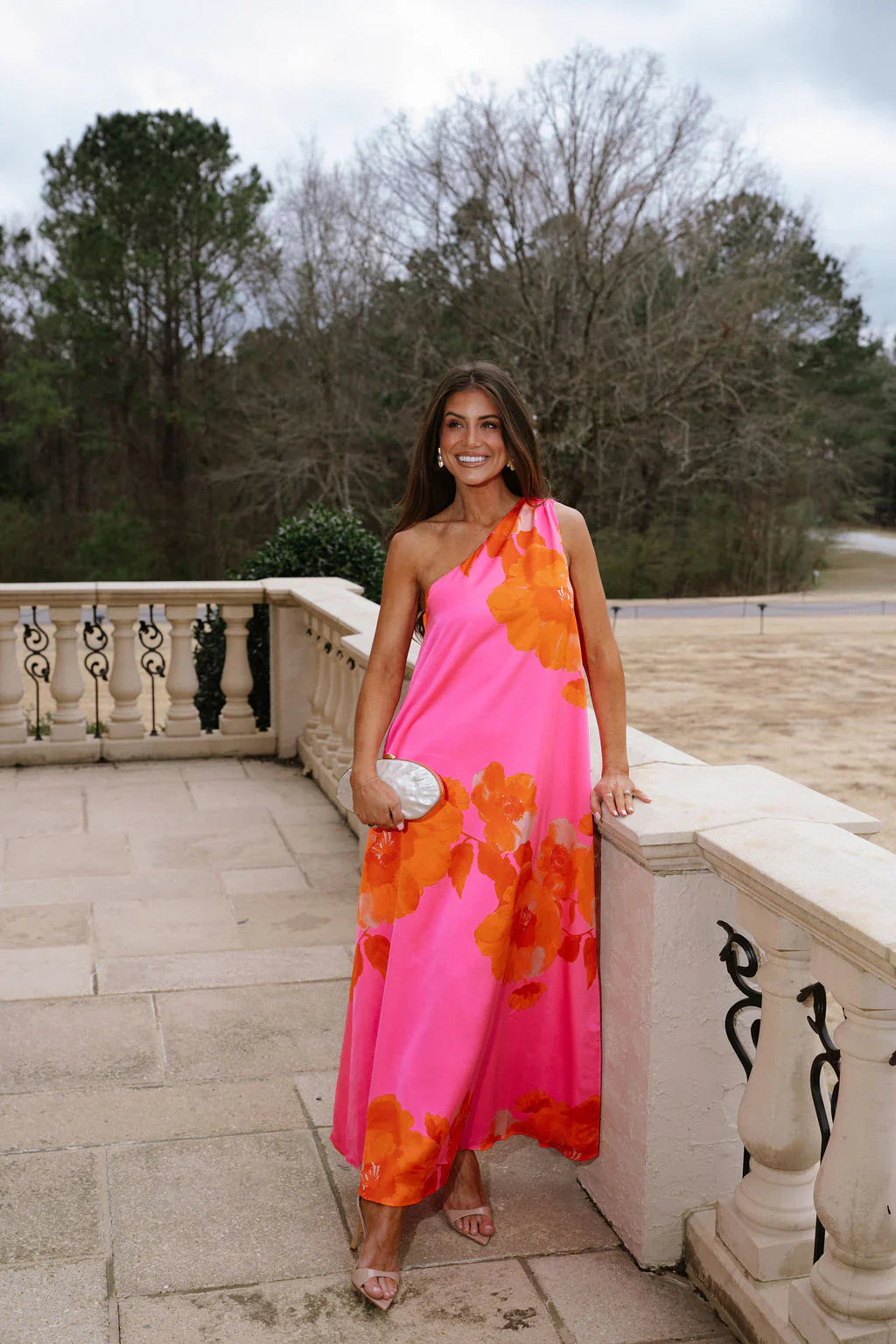 Glena Floral Maxi Dress-Pink/Orange
