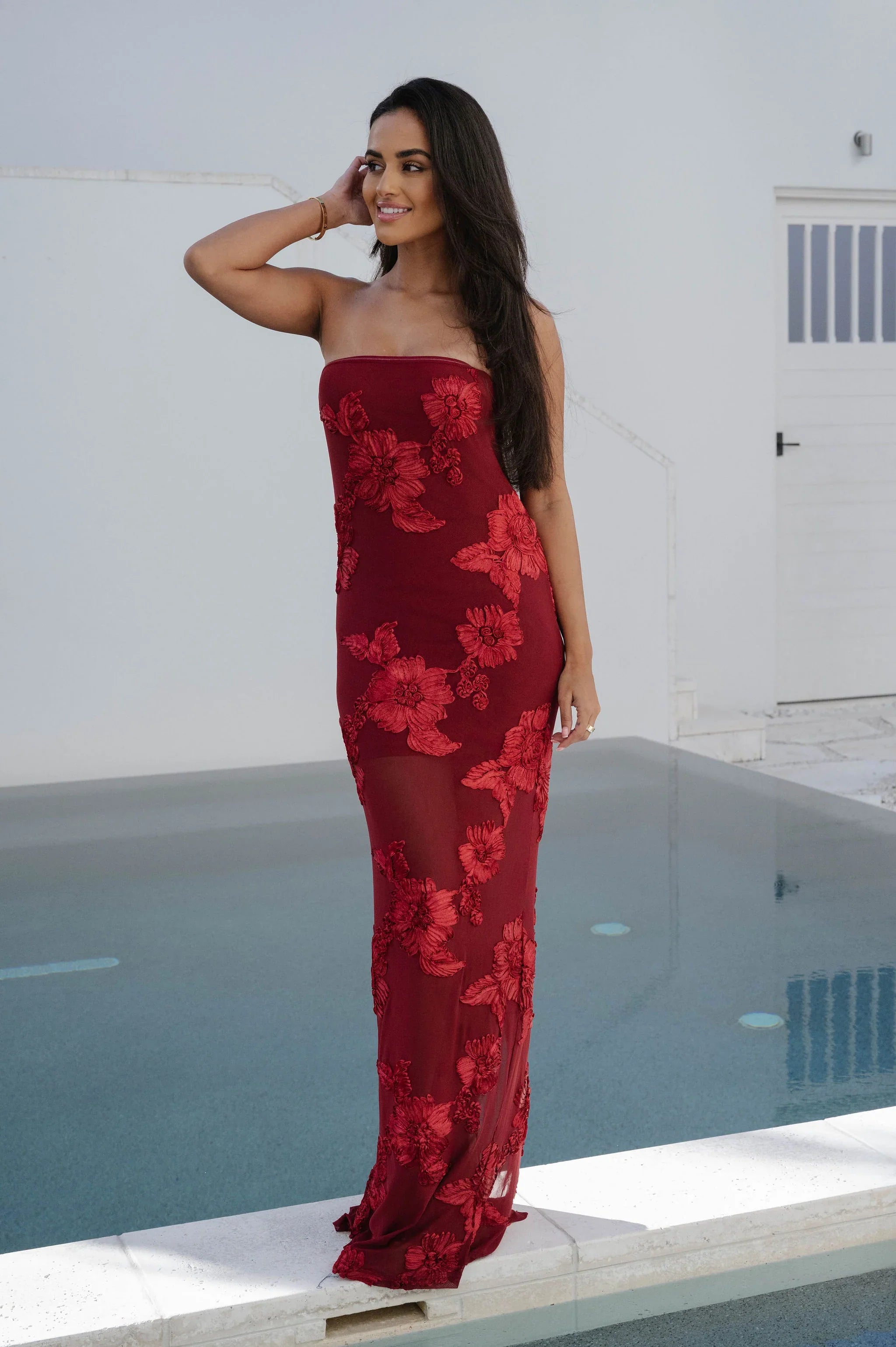Lila Floral Maxi Dress-Wine