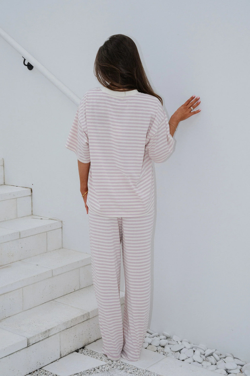 Quince Striped Pants Set-Light Lilac Pink