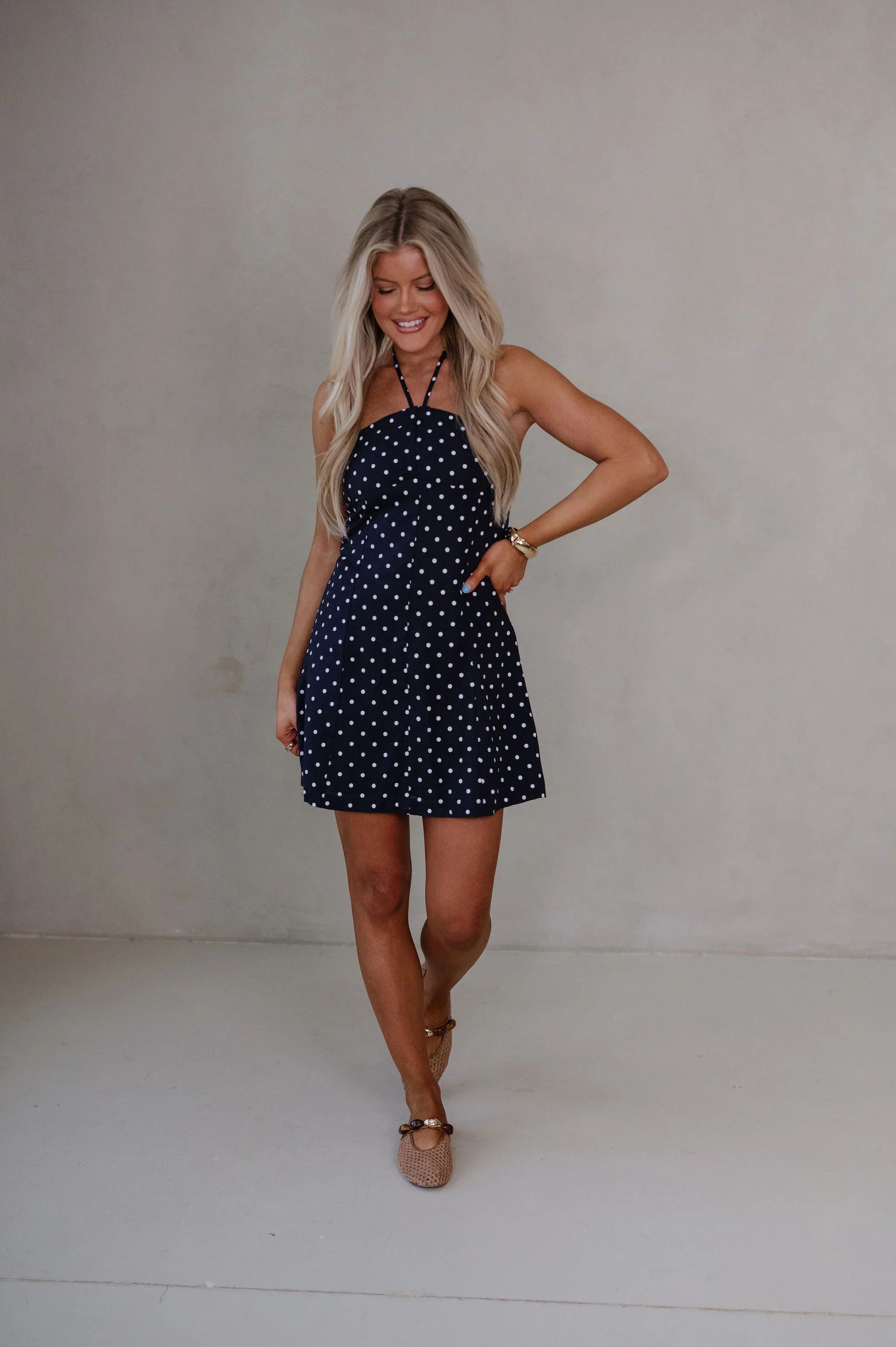 Anne Ruched Mini Dress-Navy