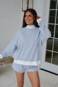 Channing Striped Shorts Set-Light Blue