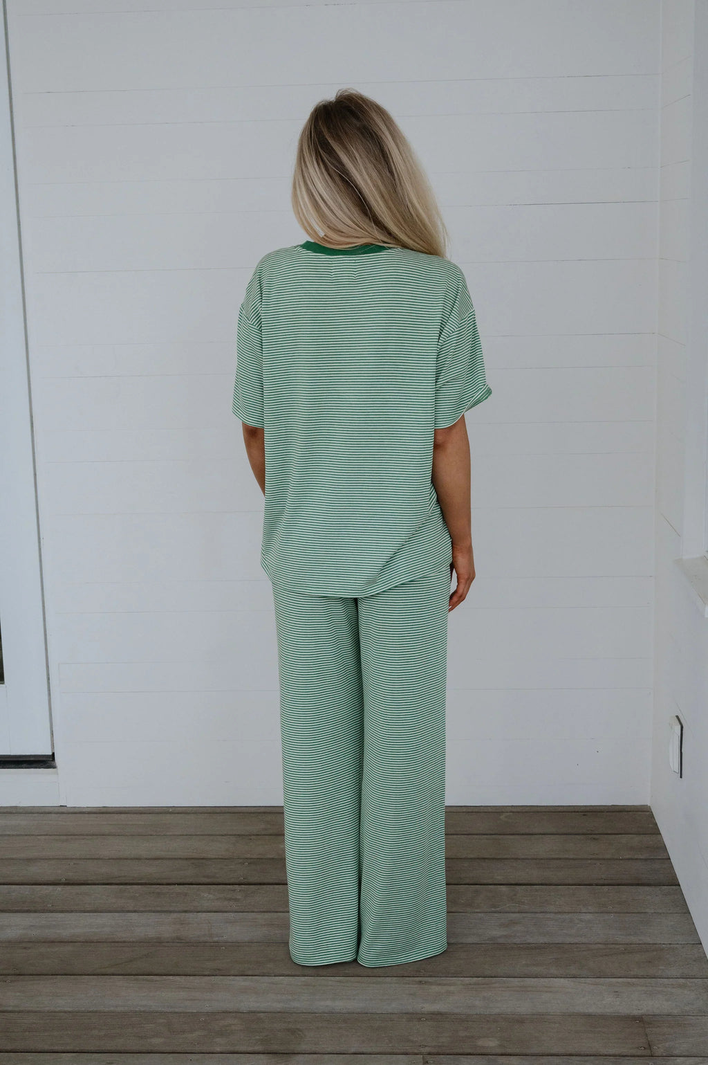 Garrison Striped Pants Set-Green