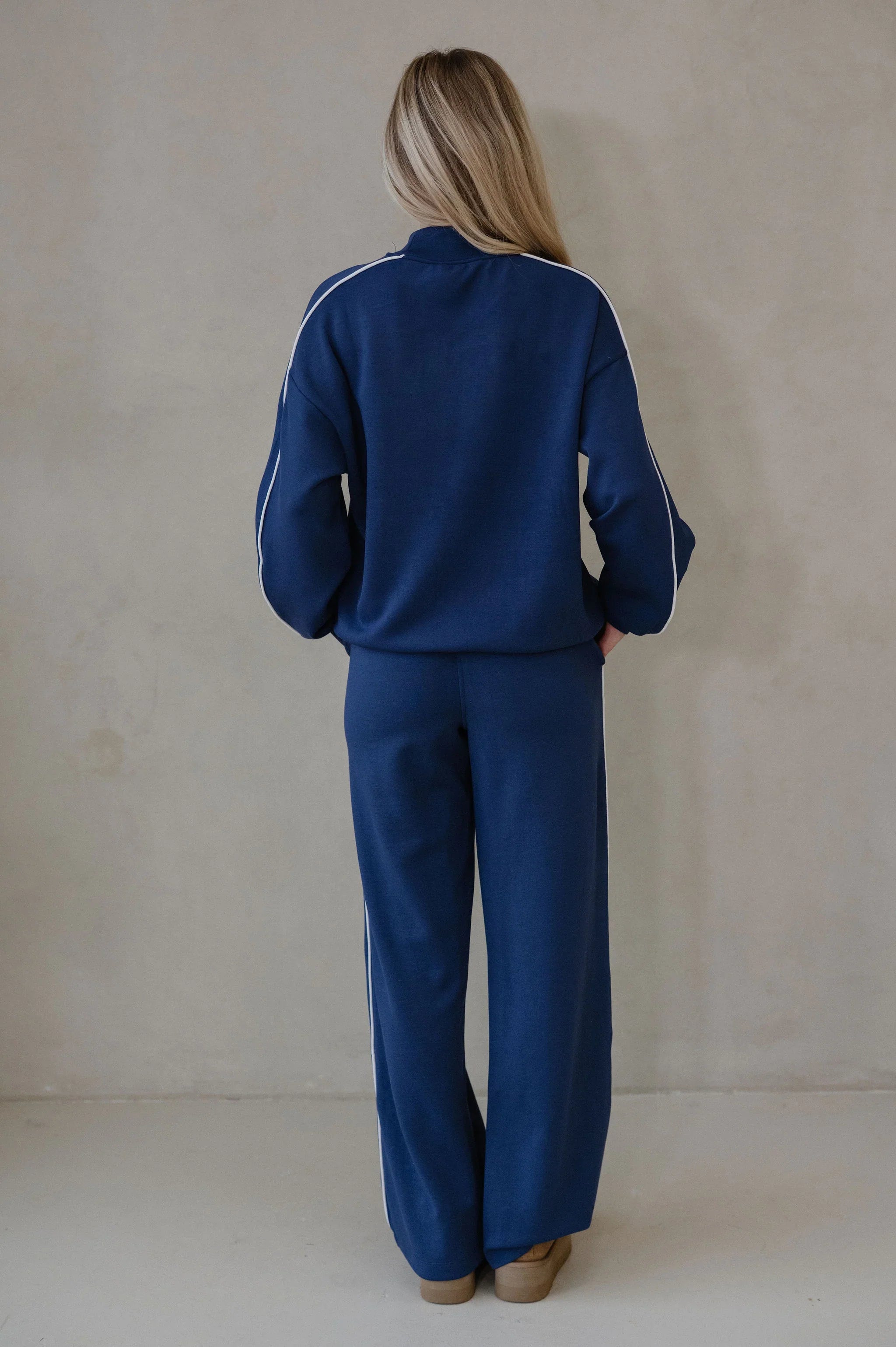 Piper Scuba Pants Set-Navy/Cream