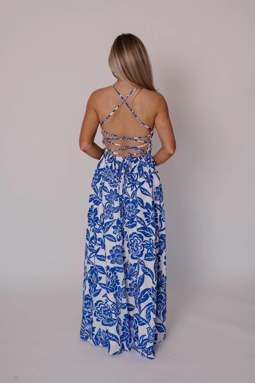 Athena Maxi Dress-White/Blue