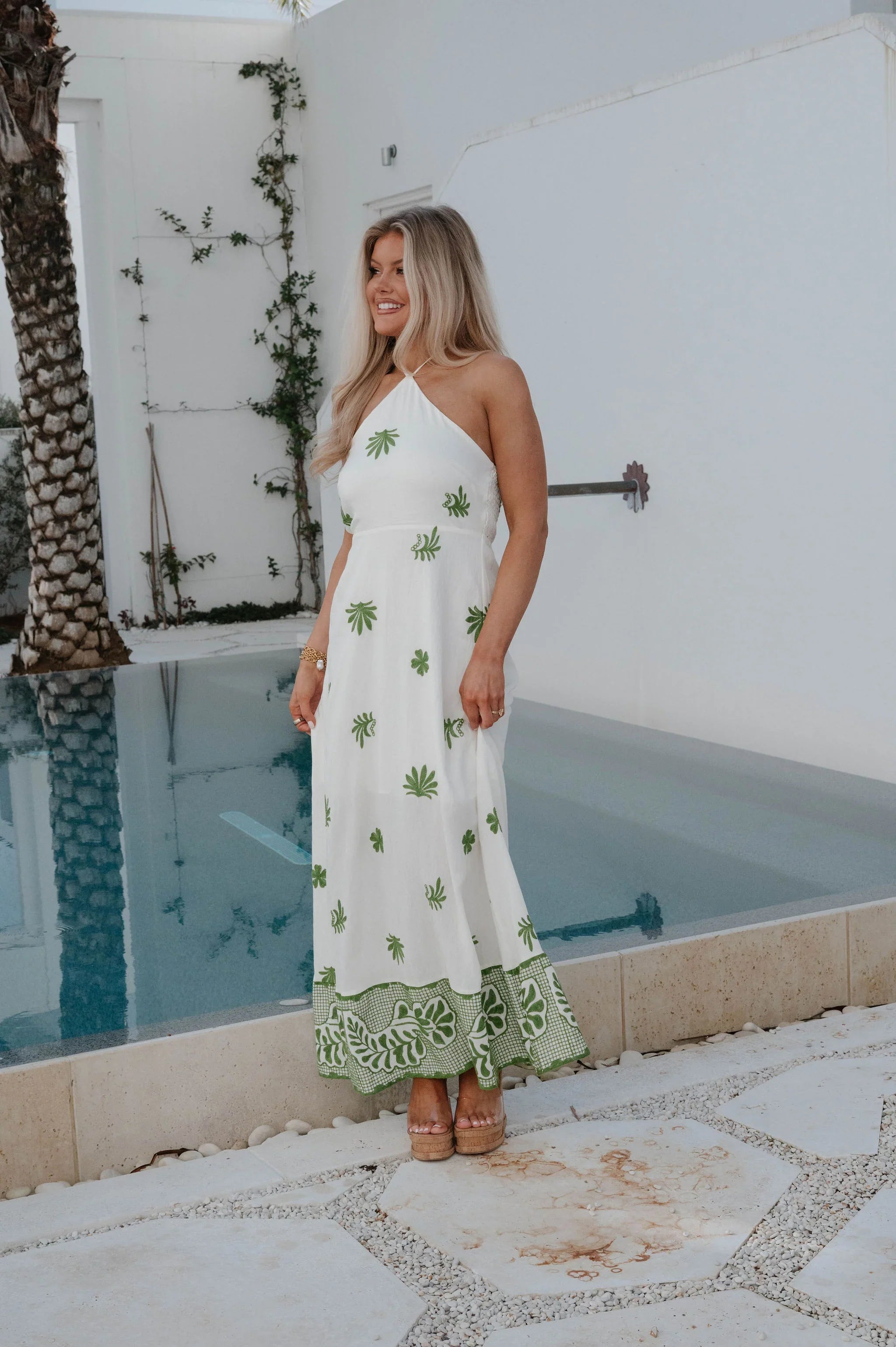 Kenneth Halter Maxi Dress-Olive