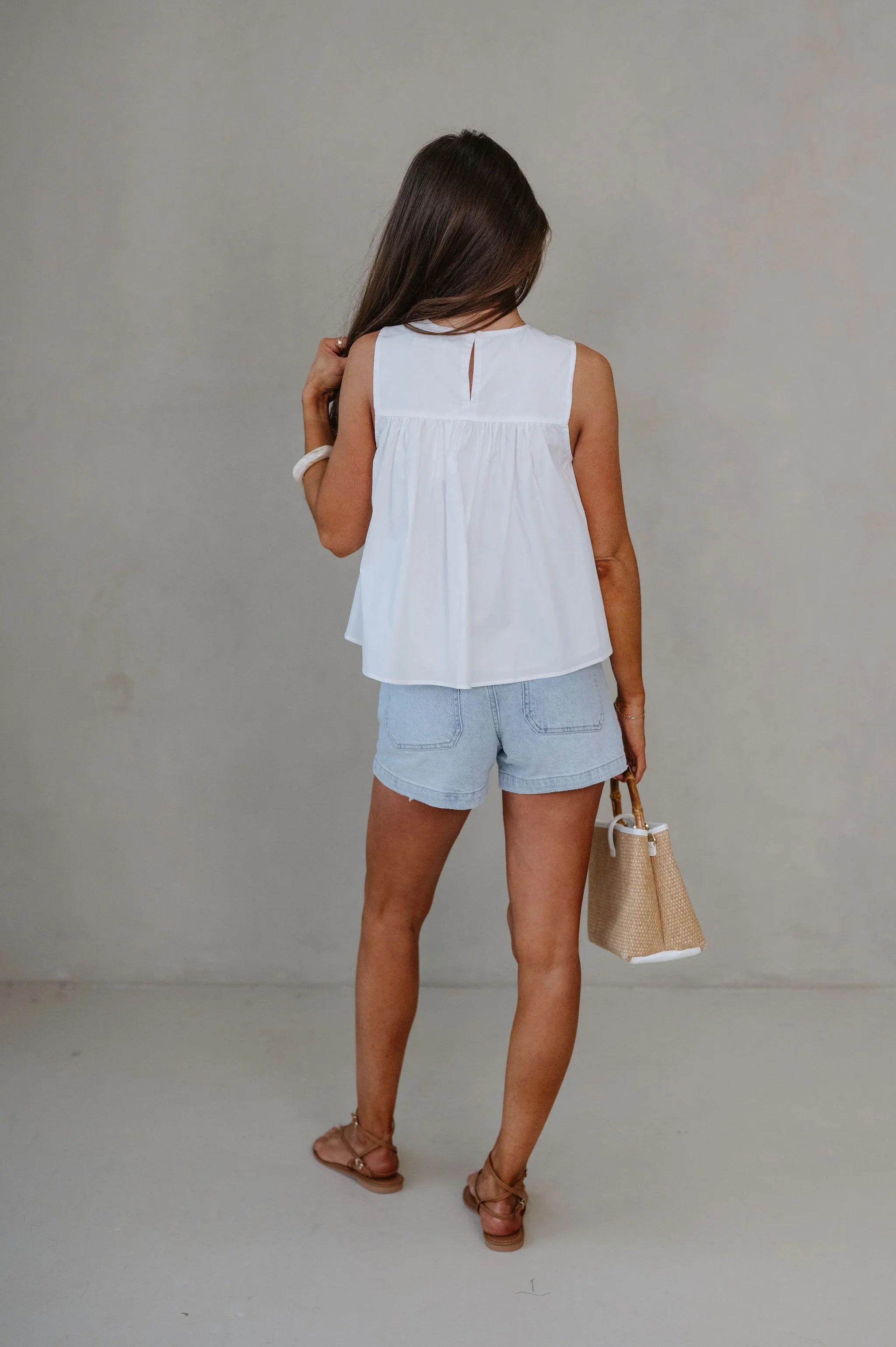 Quinn Poplin Top-Off White