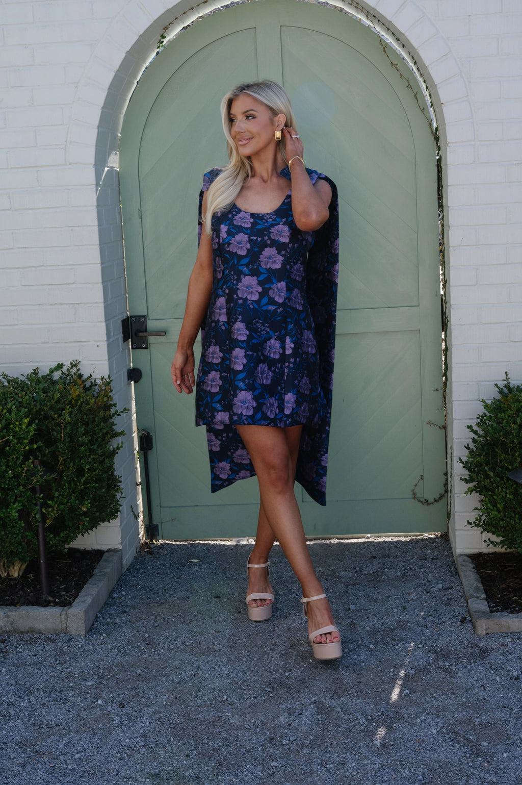 Bella Jacquard Mini Dress-Navy