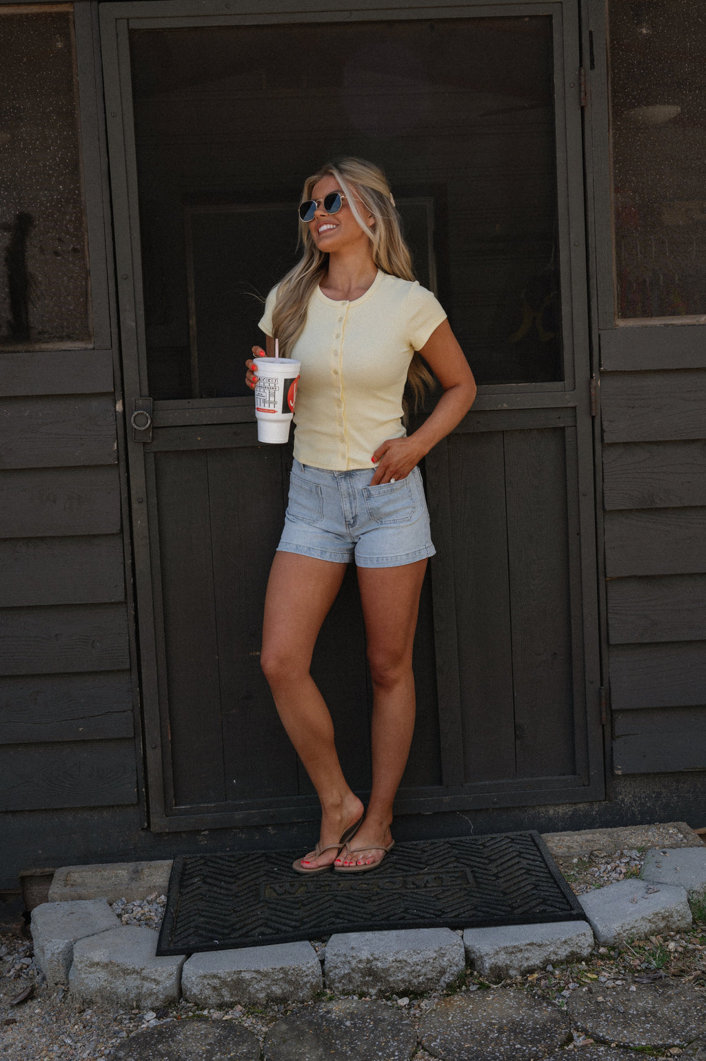 Madeline Ribbed Top-Light Yellow