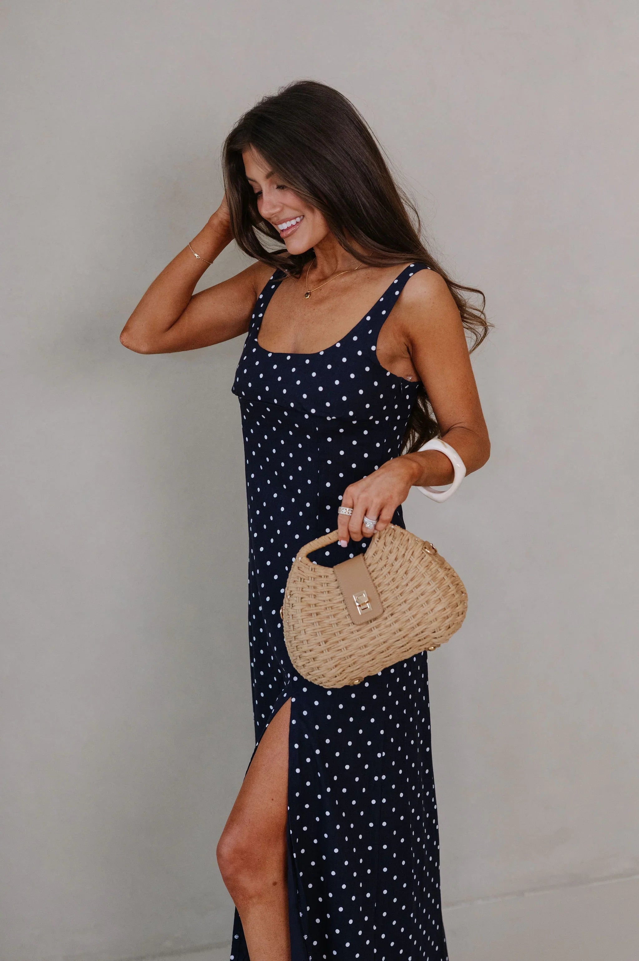 Rory Scoop Neck Midi Dress-Navy
