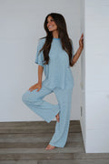 Garrison Striped Pants Set-Blue