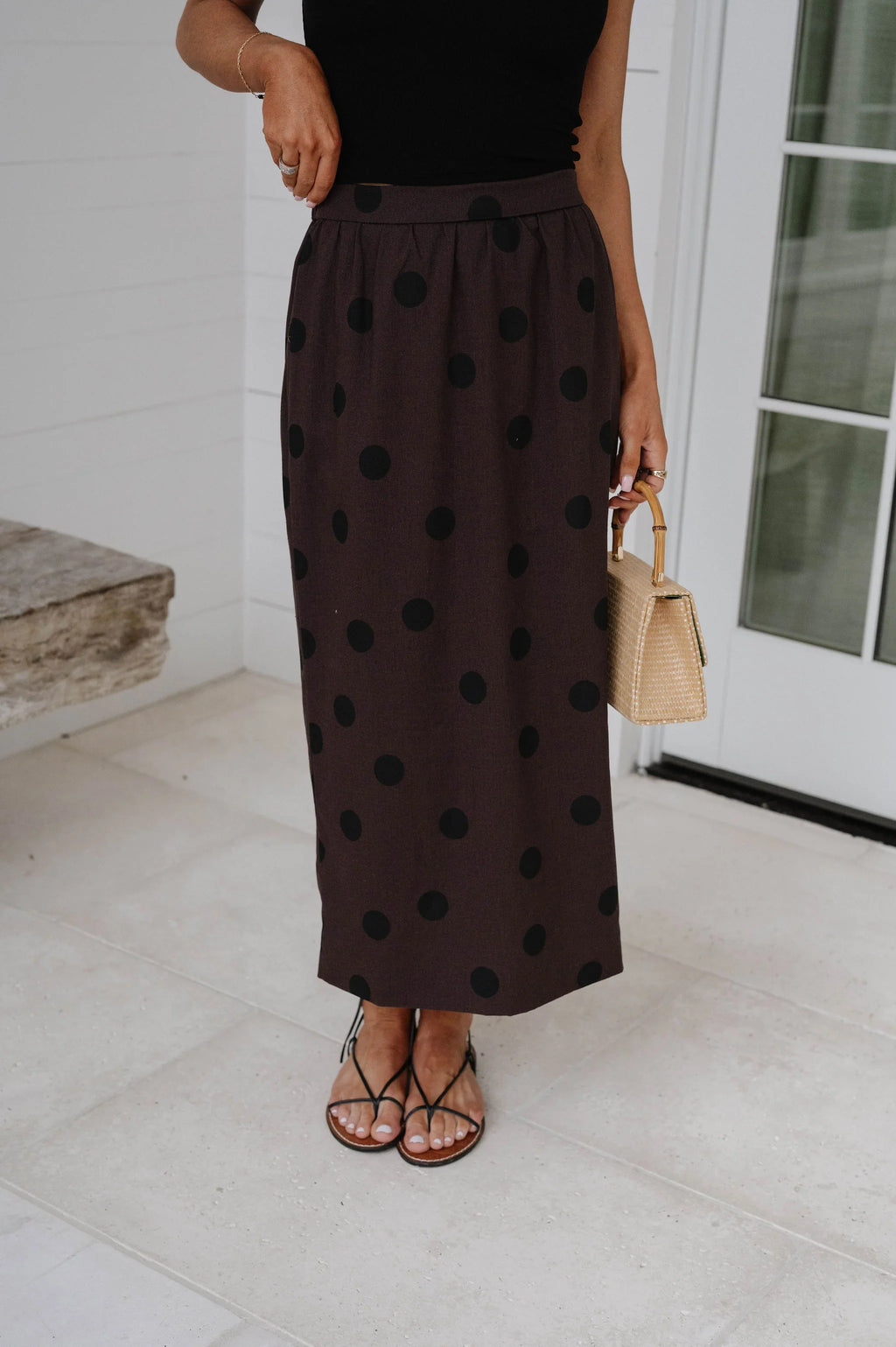 Linen Midi Polka Dot Skirt