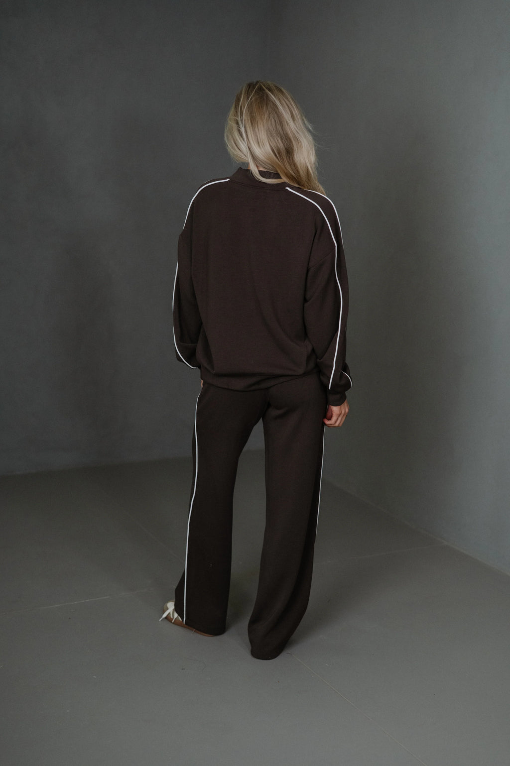 Piper Scuba Pants Set-Espresso/Cream