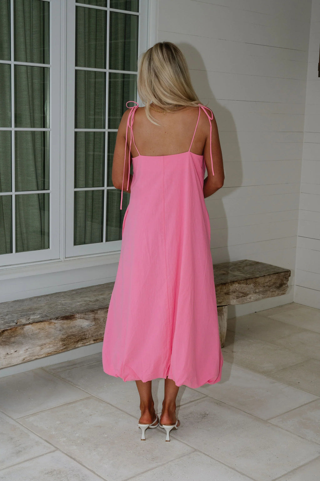 Bubble Hem Midi Dress- Bubble Gum