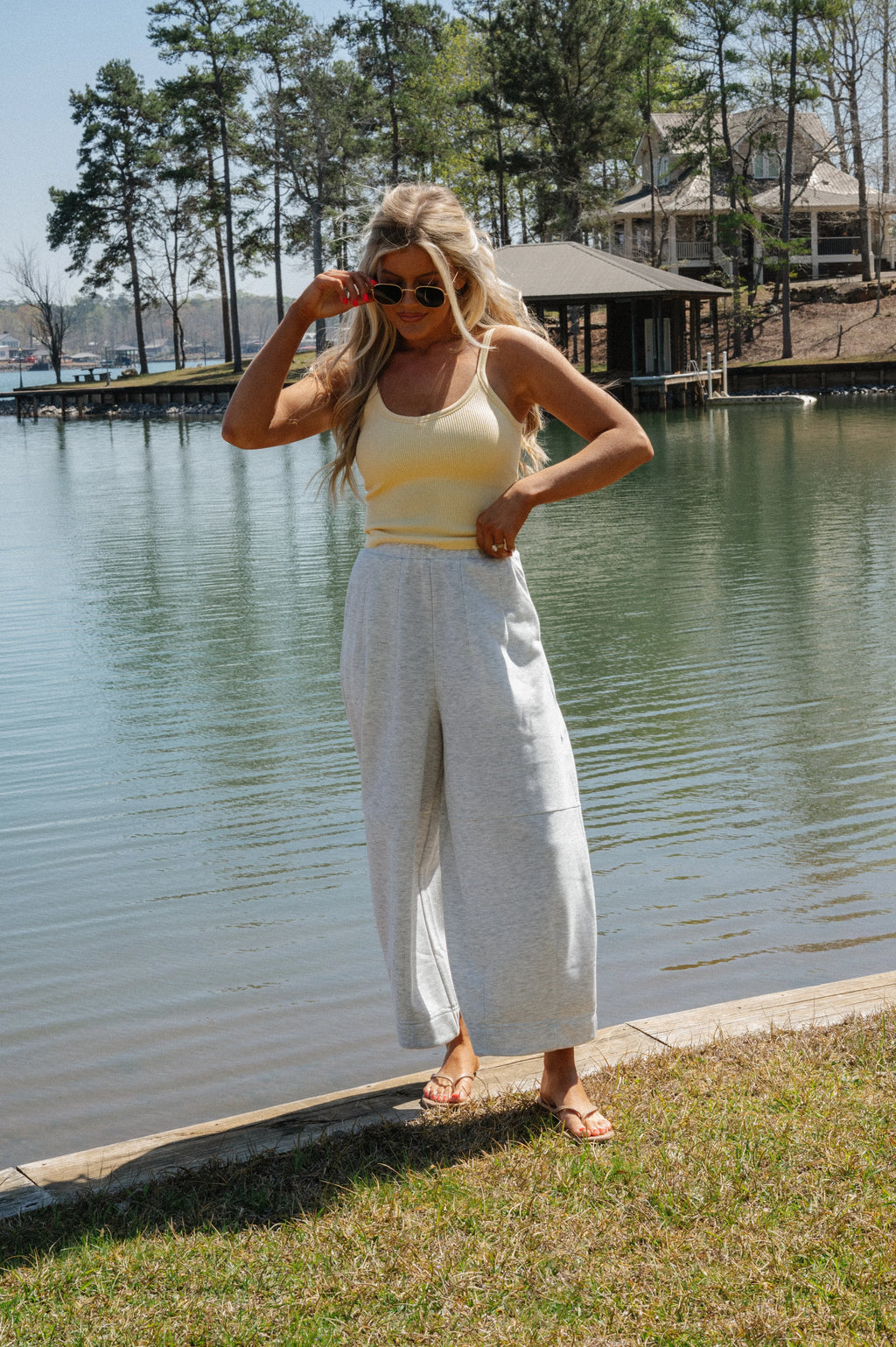 Ribbed Padded Tank Top-Yellow