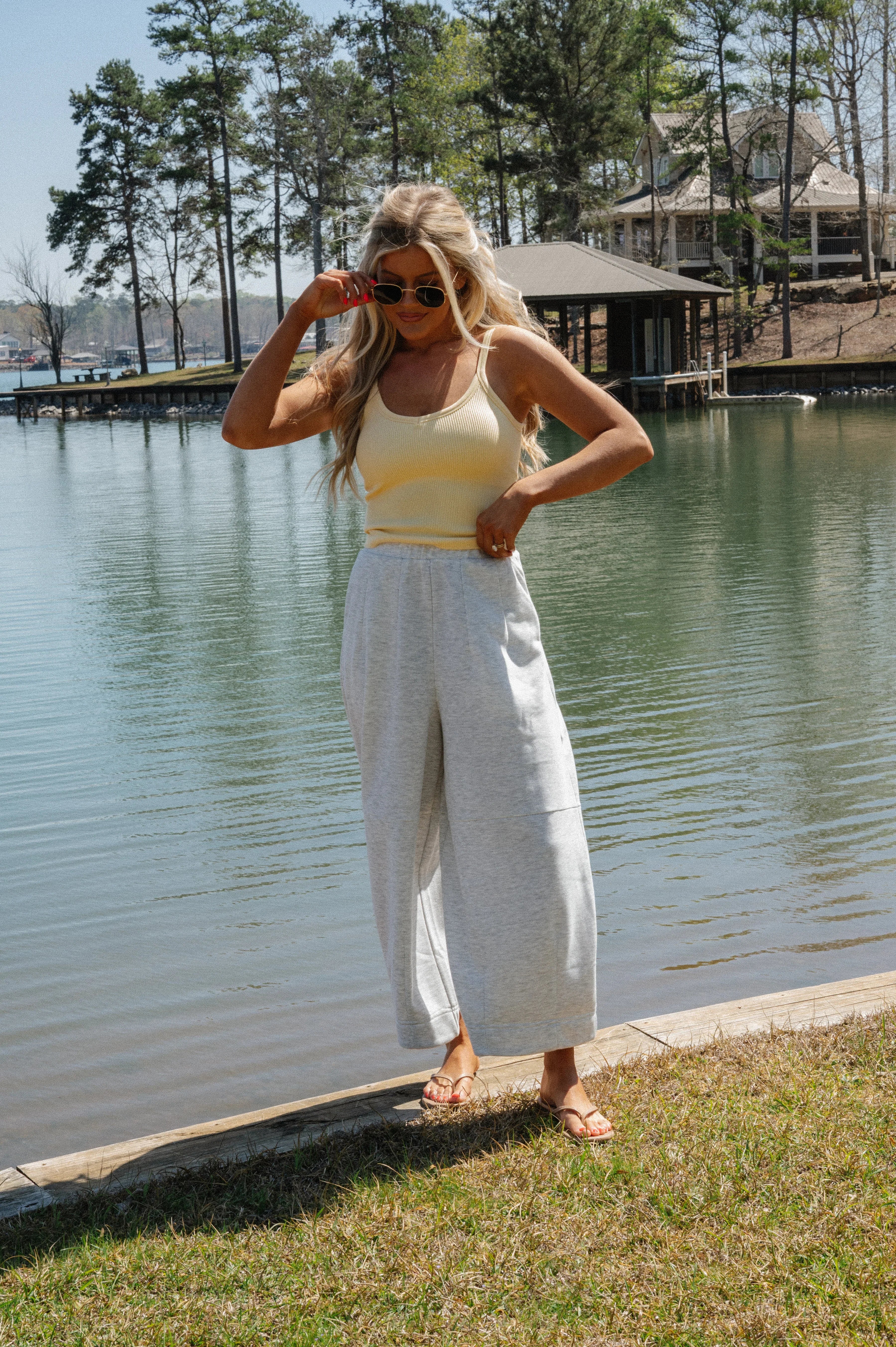 Ribbed Padded Tank Top-Yellow