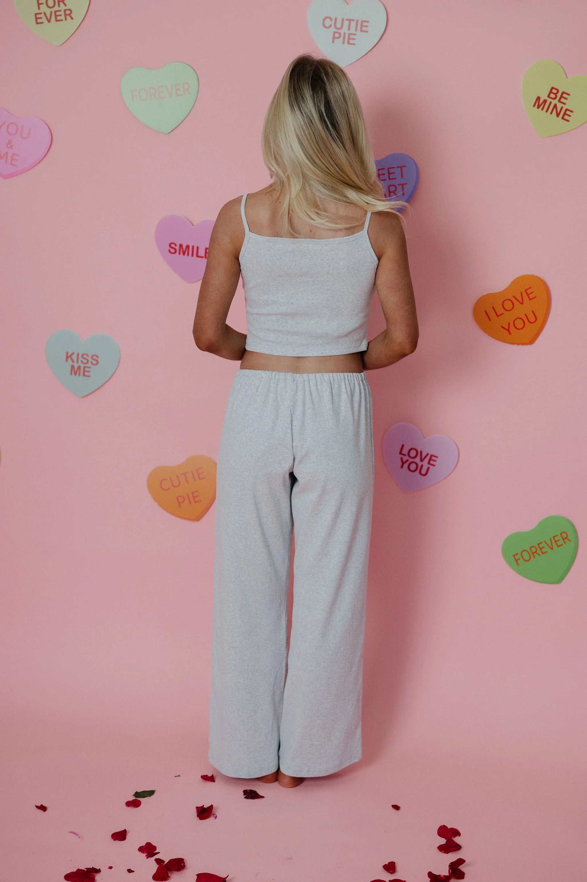 Ryan Pointelle Pants Set-Heather Grey