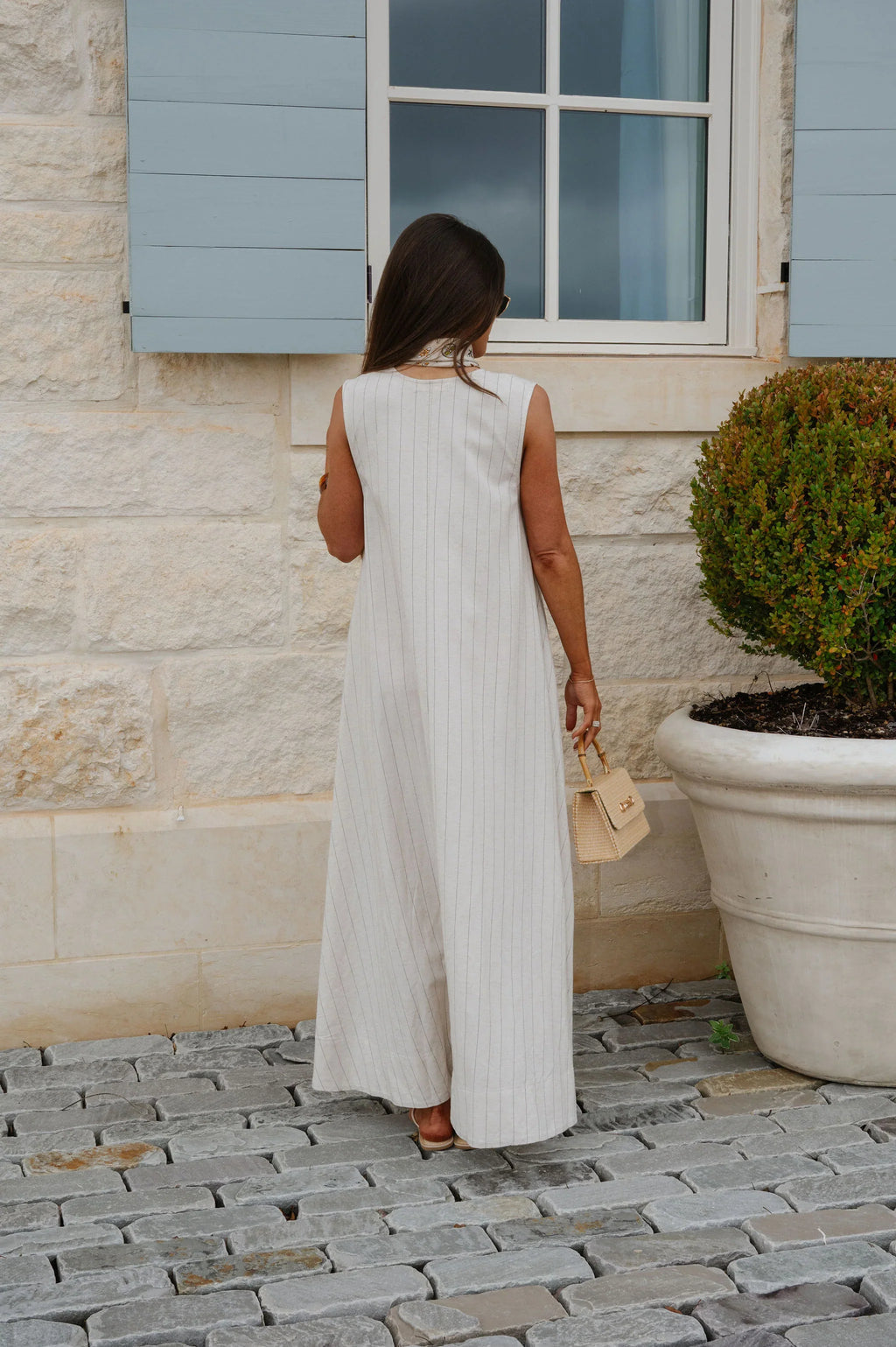 Clare Striped Maxi Dress-Natural/Black