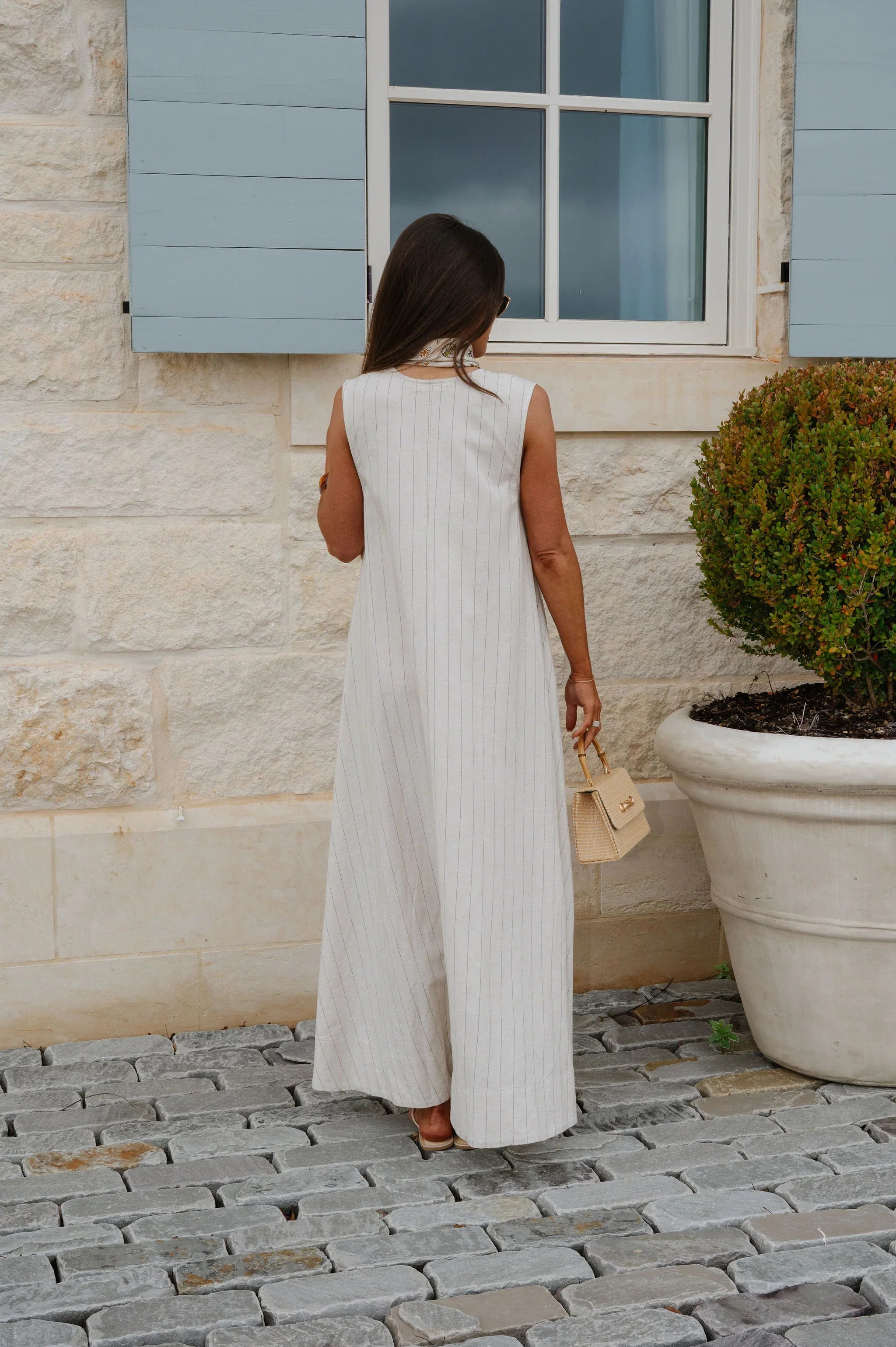 Clare Striped Maxi Dress-Natural/Black