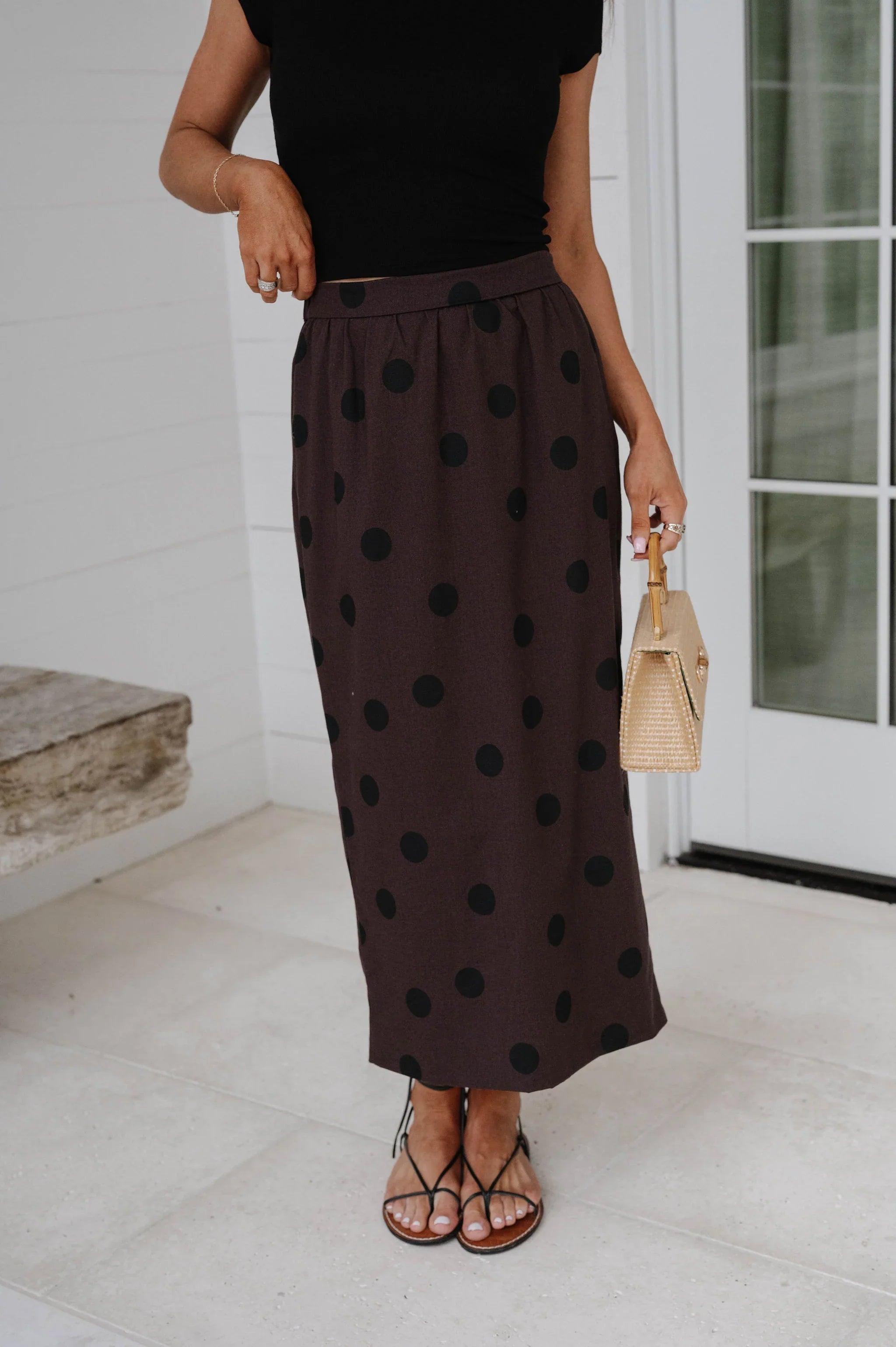 Linen Midi Polka Dot Skirt