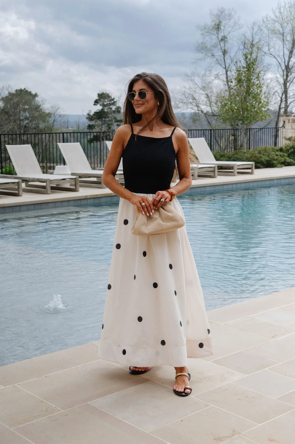 Mila Polka Dot Maxi Dress-Black