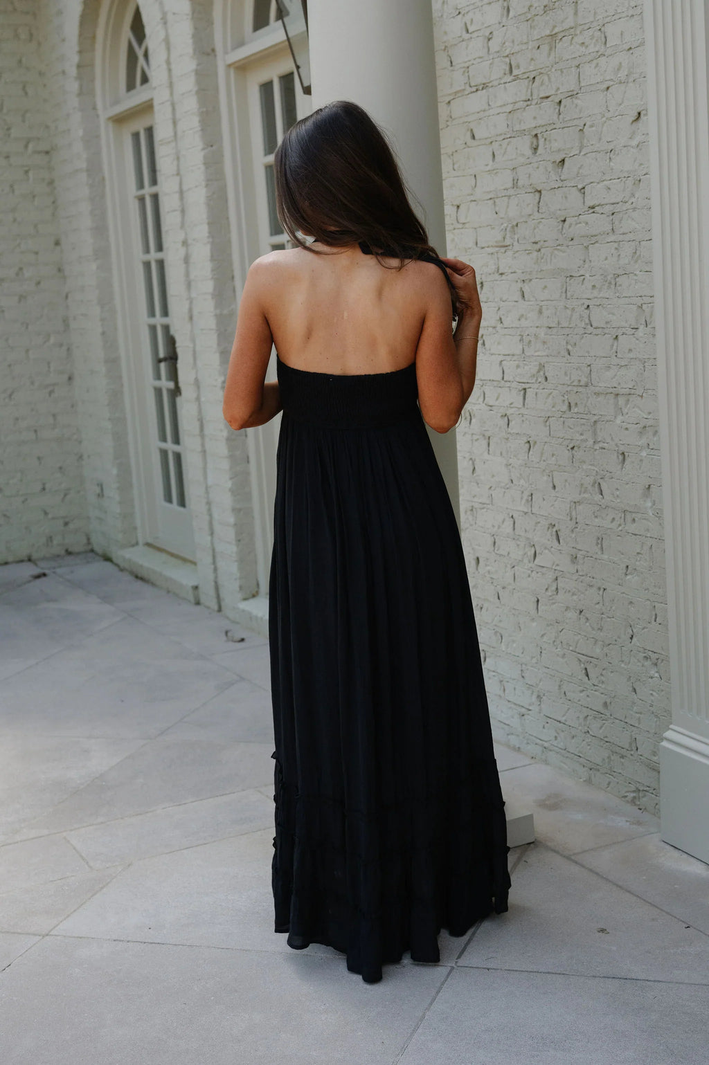 Greer Smocked Maxi Dress-Black