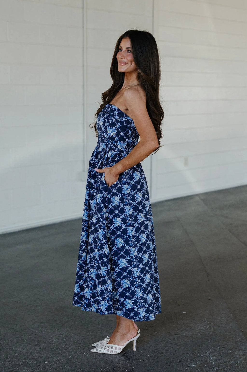 Mariana Floral Maxi Dress-Navy