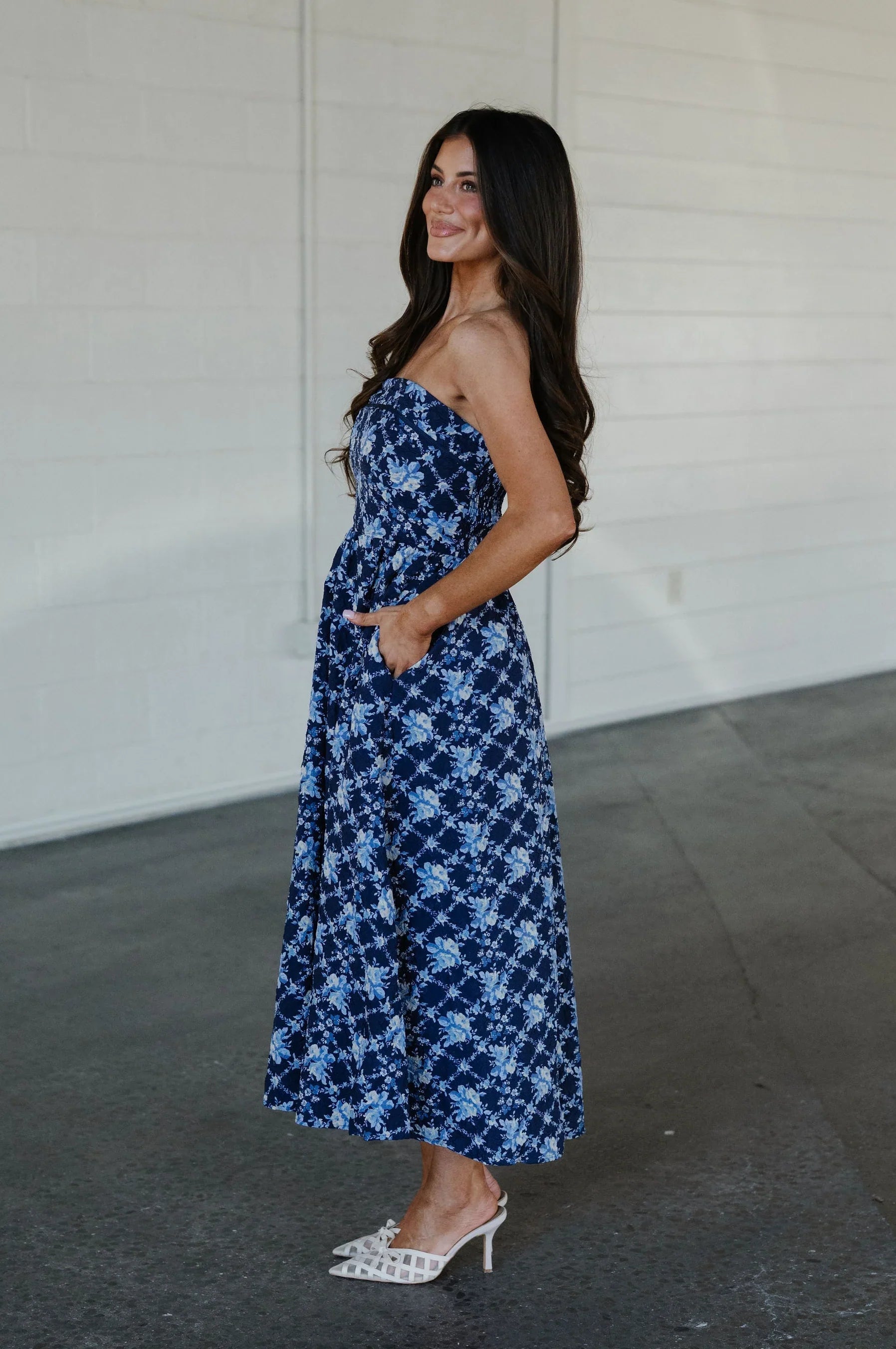 Mariana Floral Maxi Dress-Navy