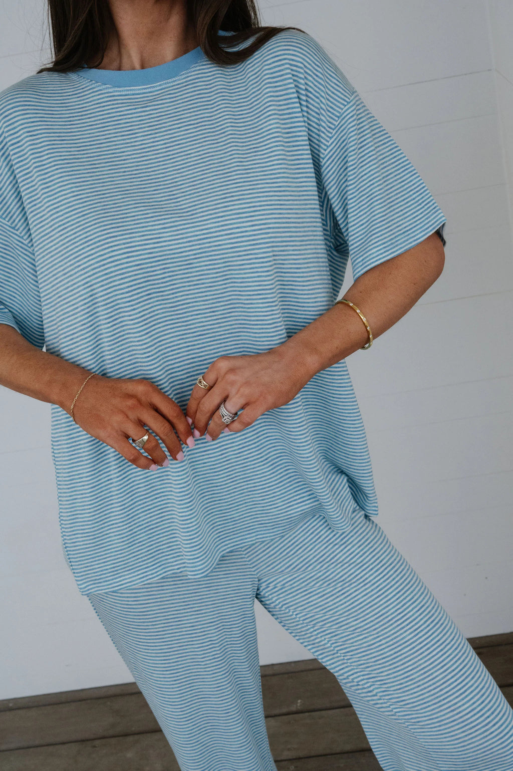 Garrison Striped Pants Set-Blue