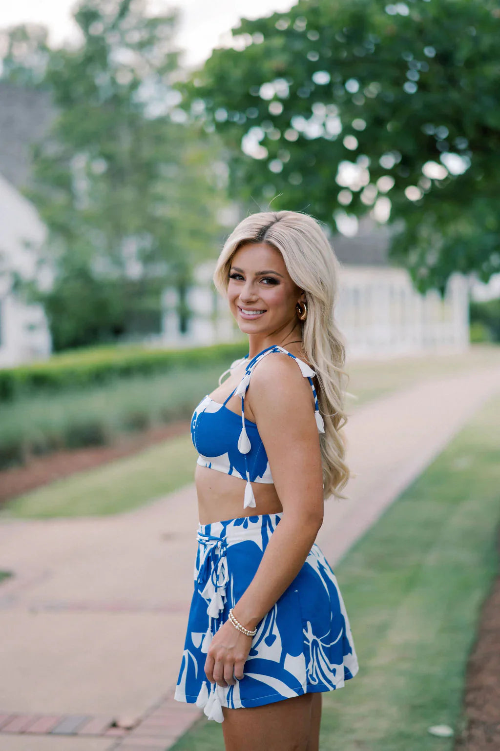 Rio Tassel Shorts Set- White/Blue