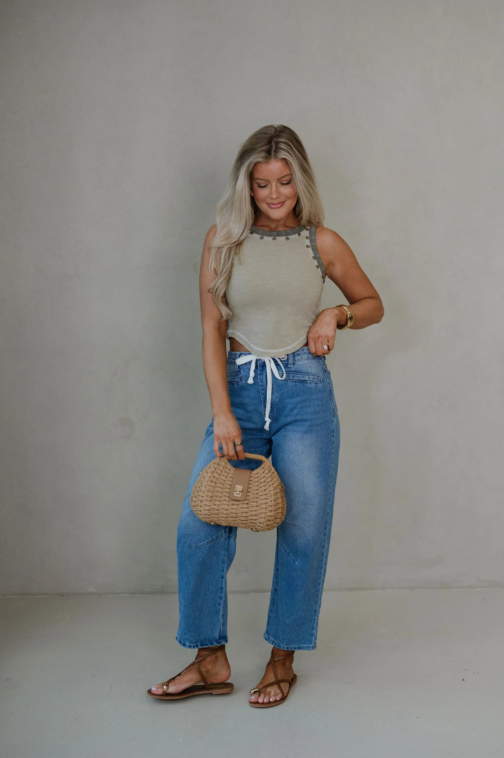 Arabella Sleeveless Knit Top-Olive