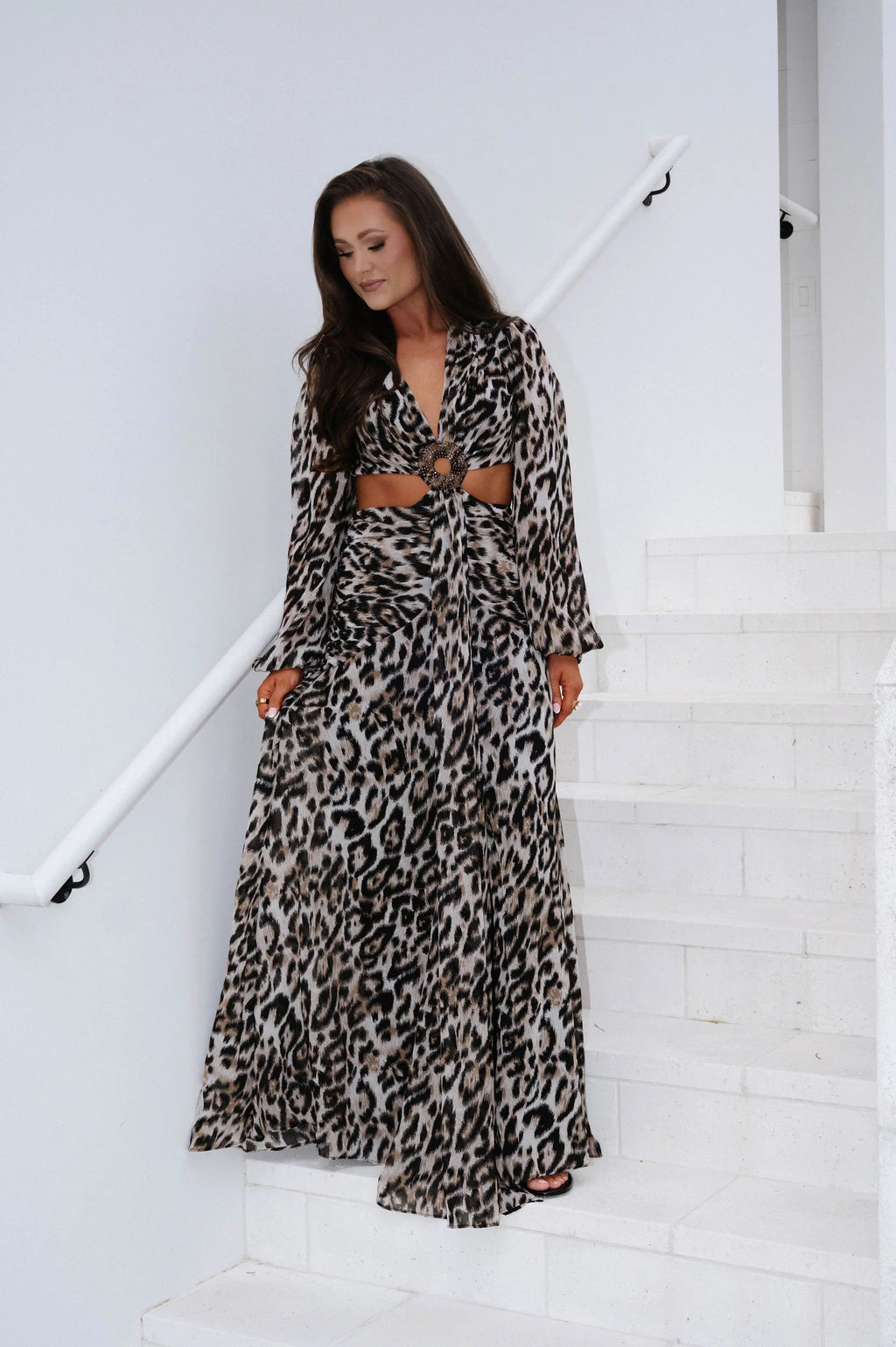 Leopard Studded Maxi Dress