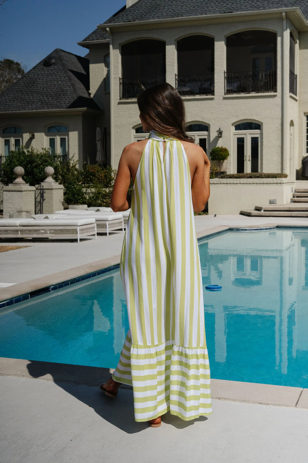 Kylie Striped Maxi Dress-Lime