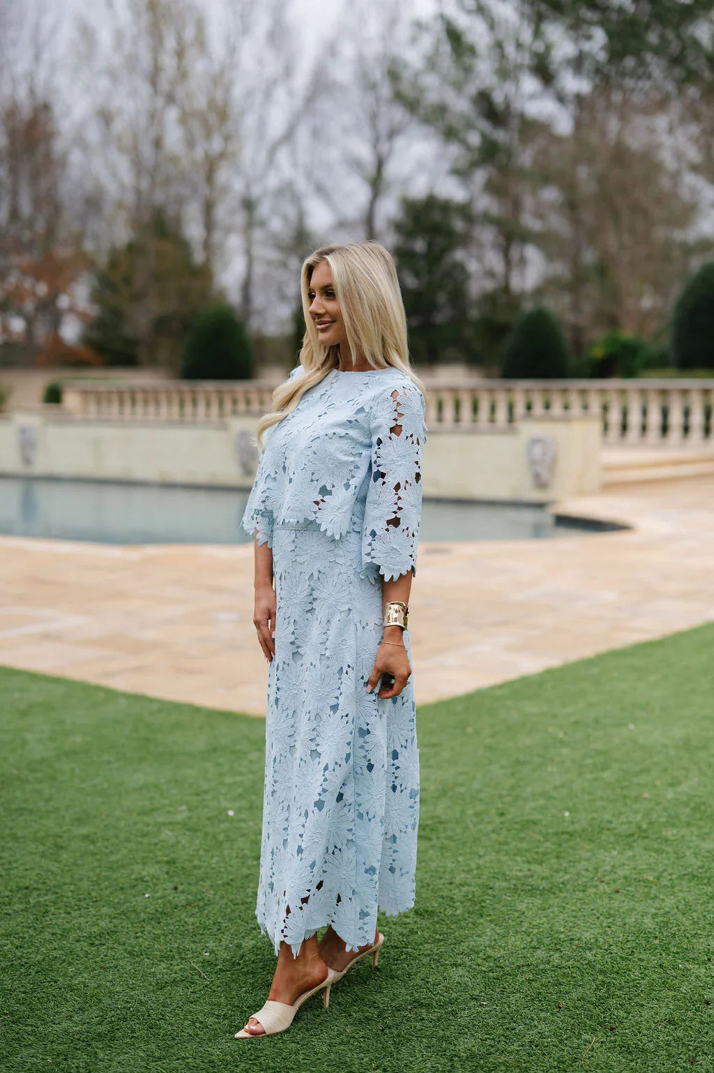 Ally Lace Maxi Skirt Set- Baby Blue