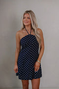 Anne Ruched Mini Dress-Navy