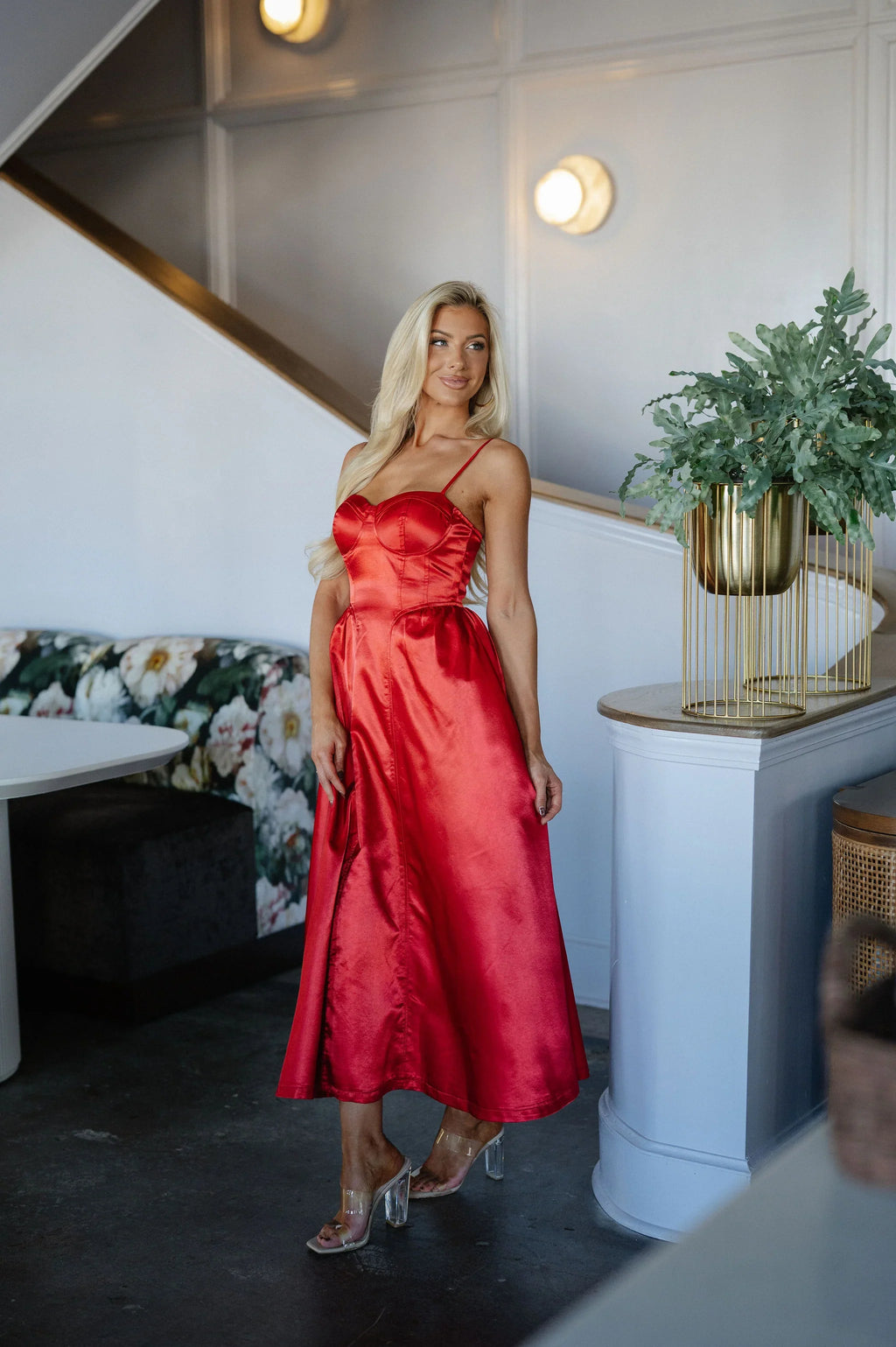 Jingle Bell Midi Dress-Red