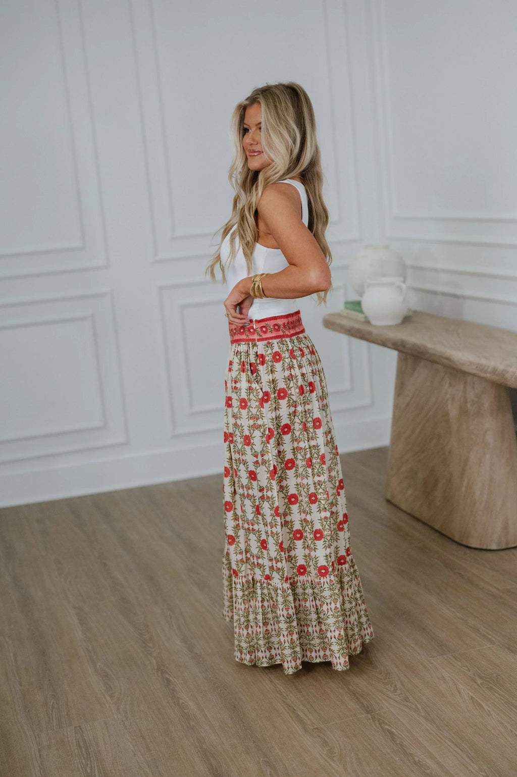 Patterson Floral Maxi Skirt-Cream Multi