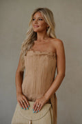 Pleat Detailed Maxi Dress-Taupe