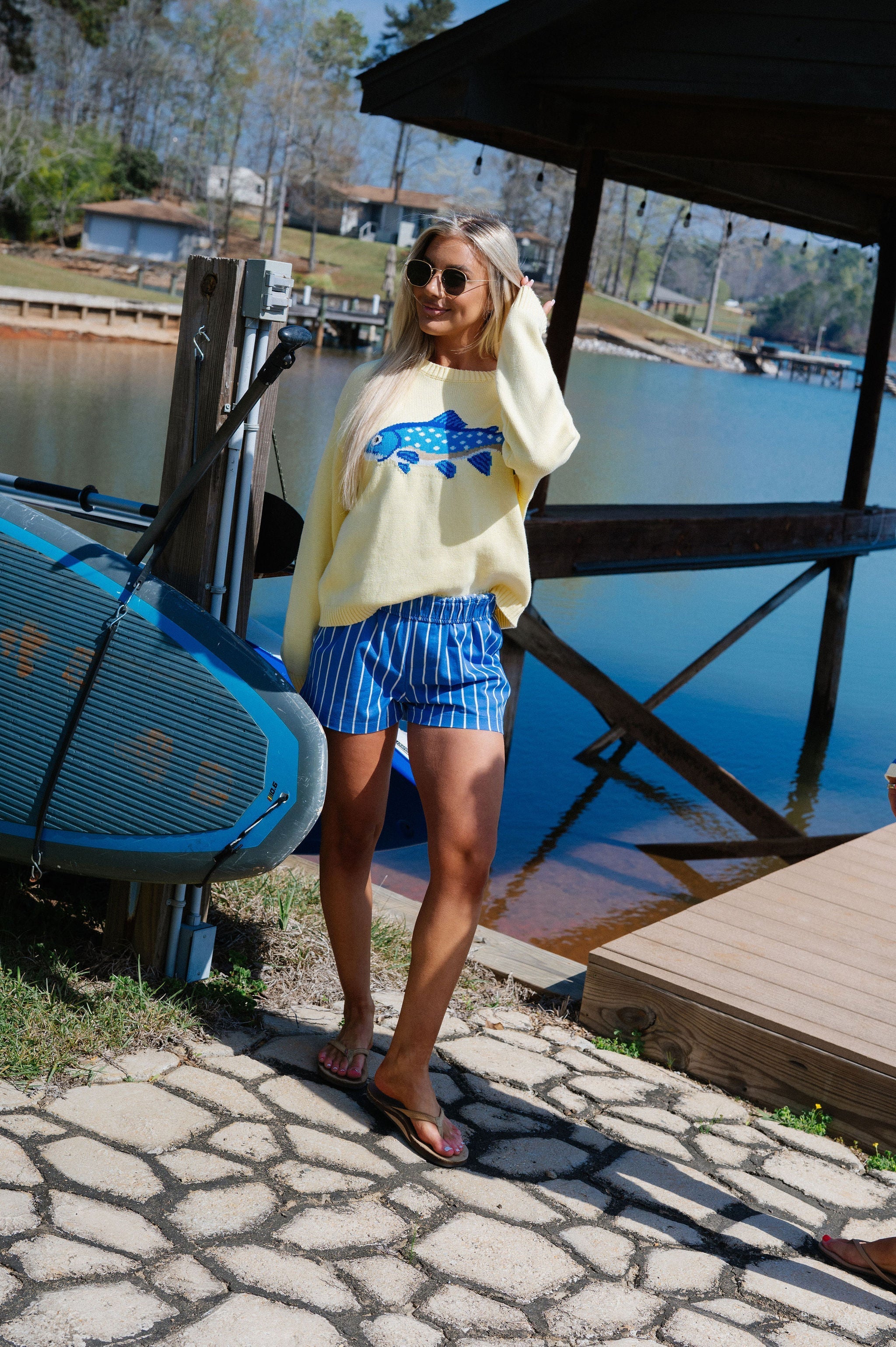 Emma Striped Boxer Shorts-Blue