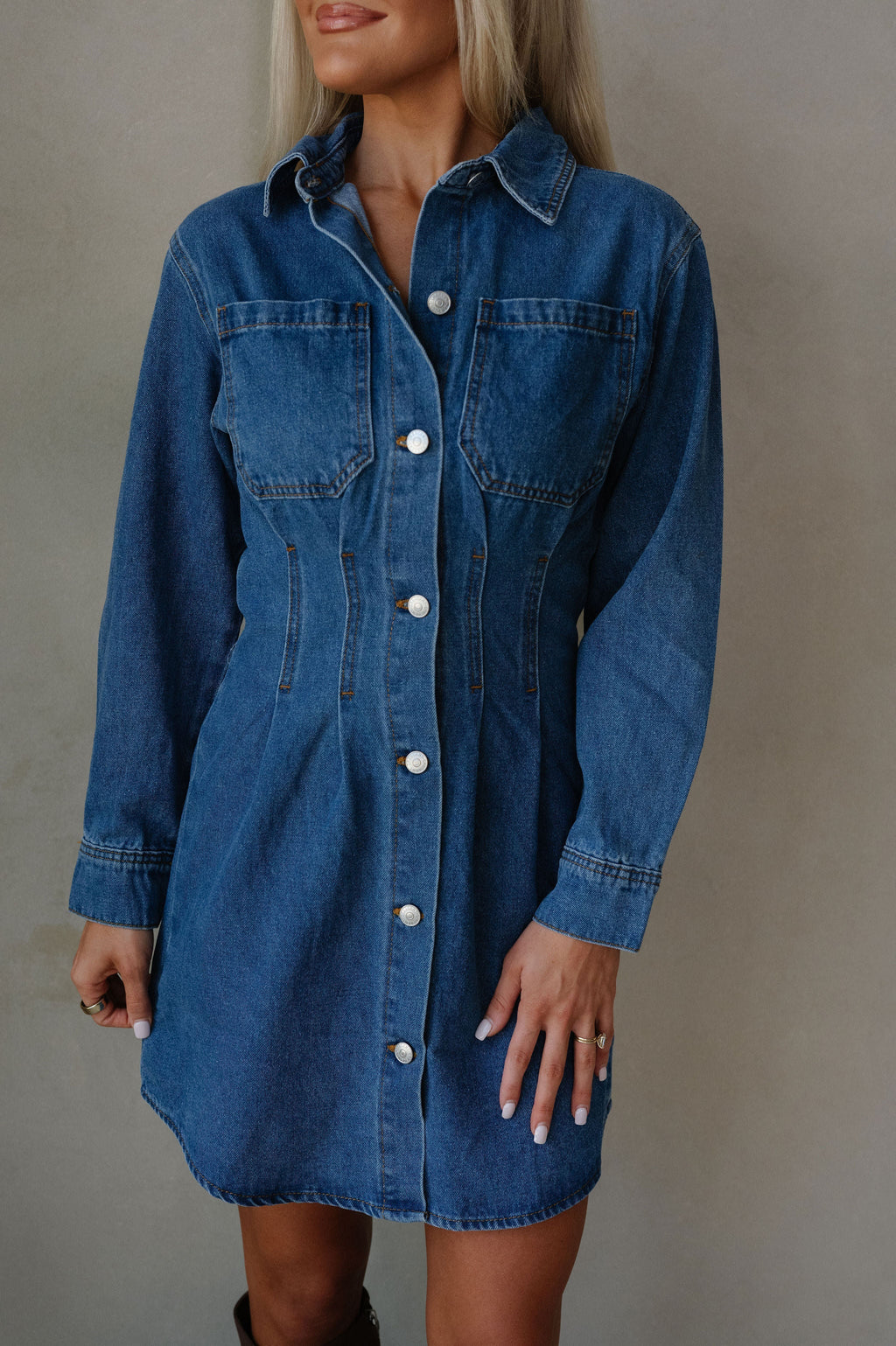 Zae Mini Dress-Denim Blue